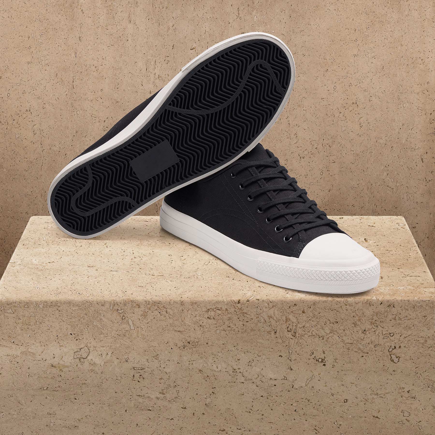 Men's Cotton Canvas Low Top Sneaker - Black