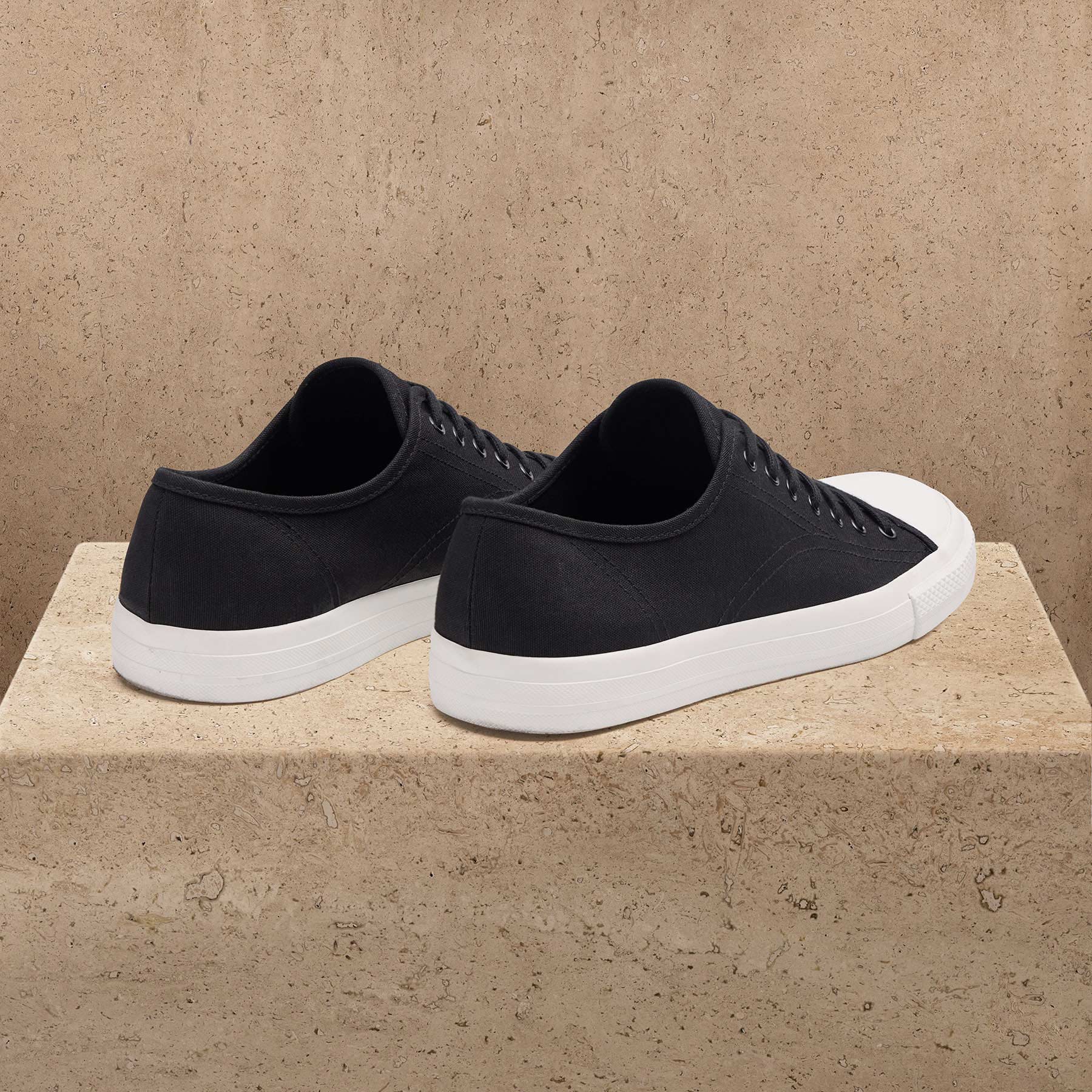 Men's Cotton Canvas Low Top Sneaker - Black
