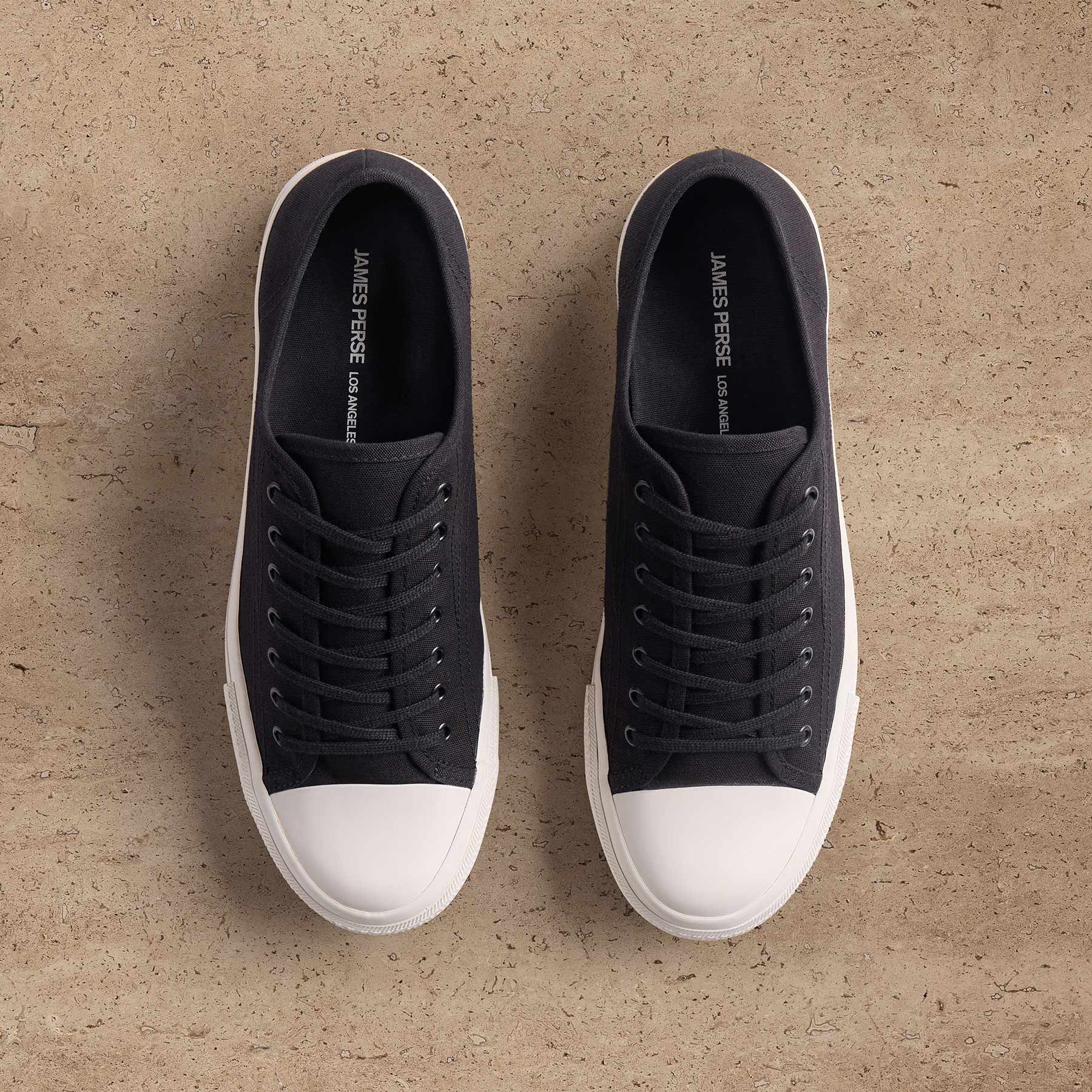 Men's Cotton Canvas Low Top Sneaker - Black