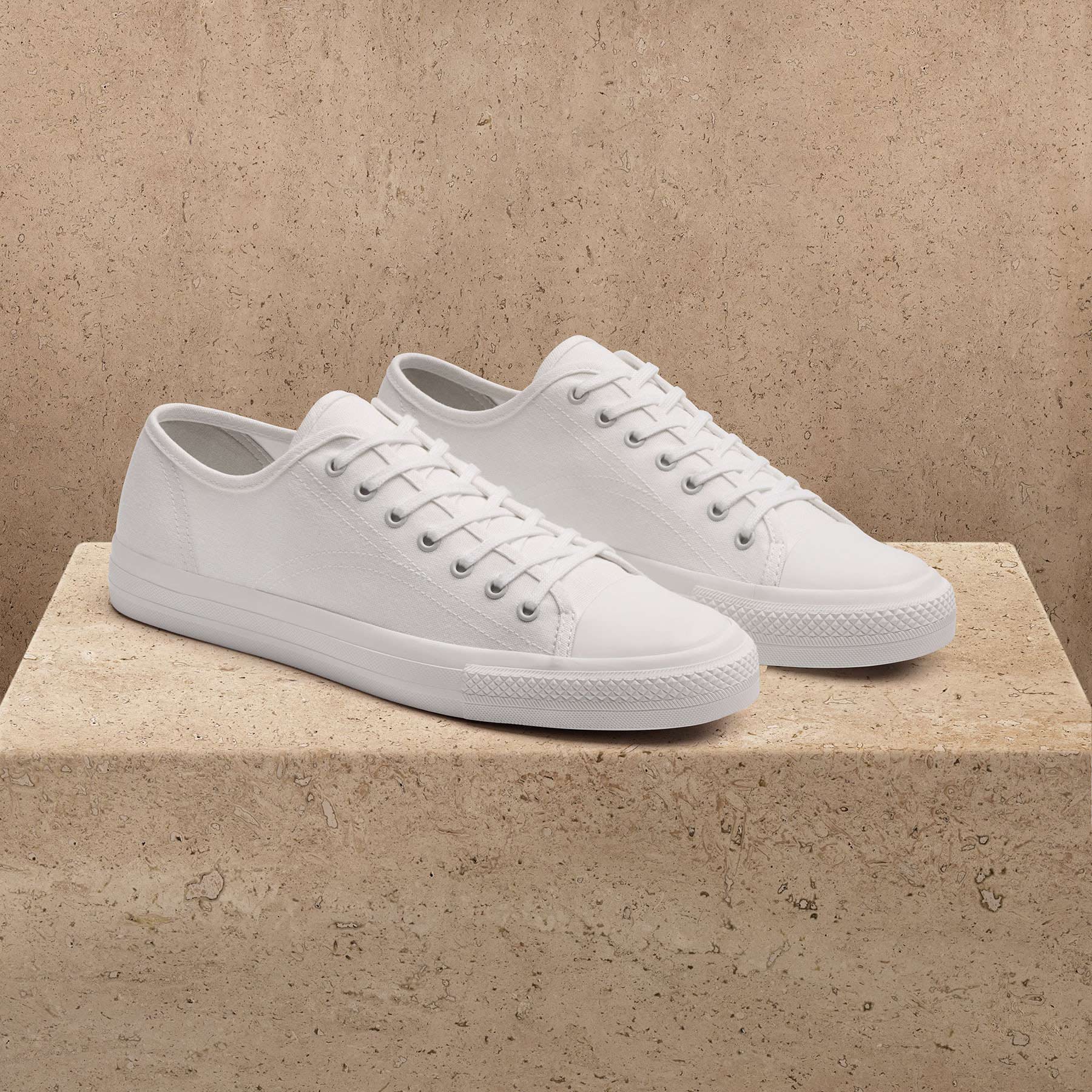 Men's Cotton Canvas Low Top Sneaker - White