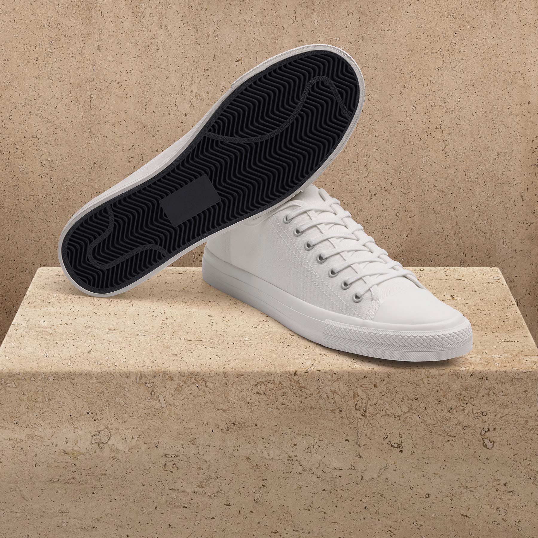 Men's Cotton Canvas Low Top Sneaker - White