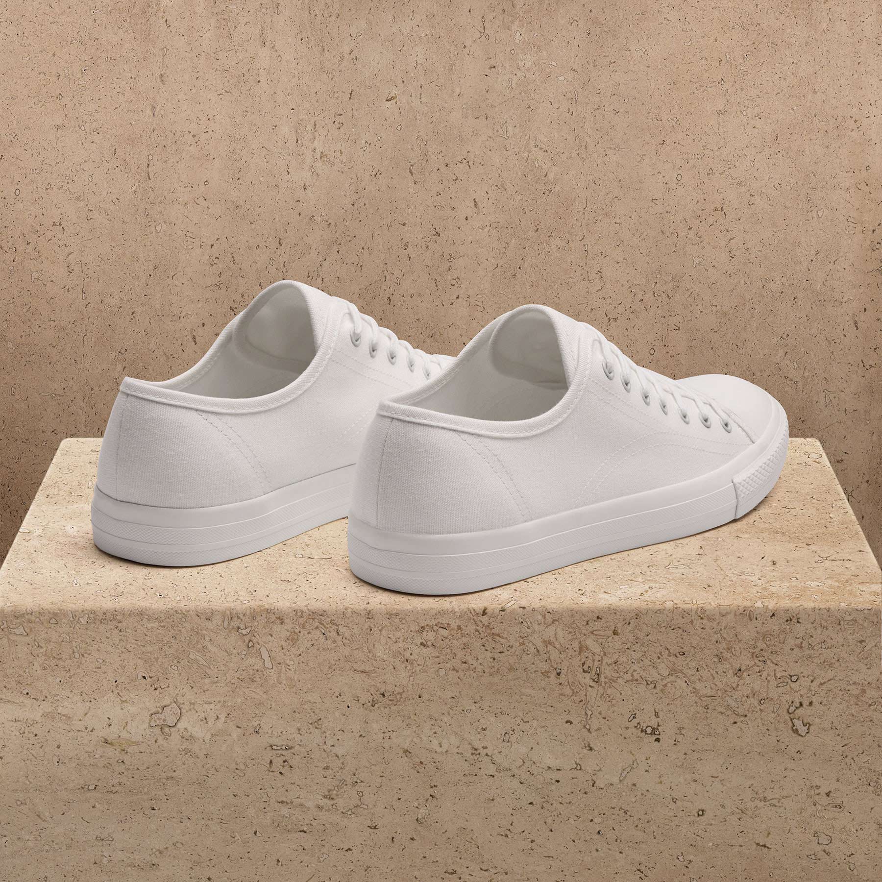 Men's Cotton Canvas Low Top Sneaker - White