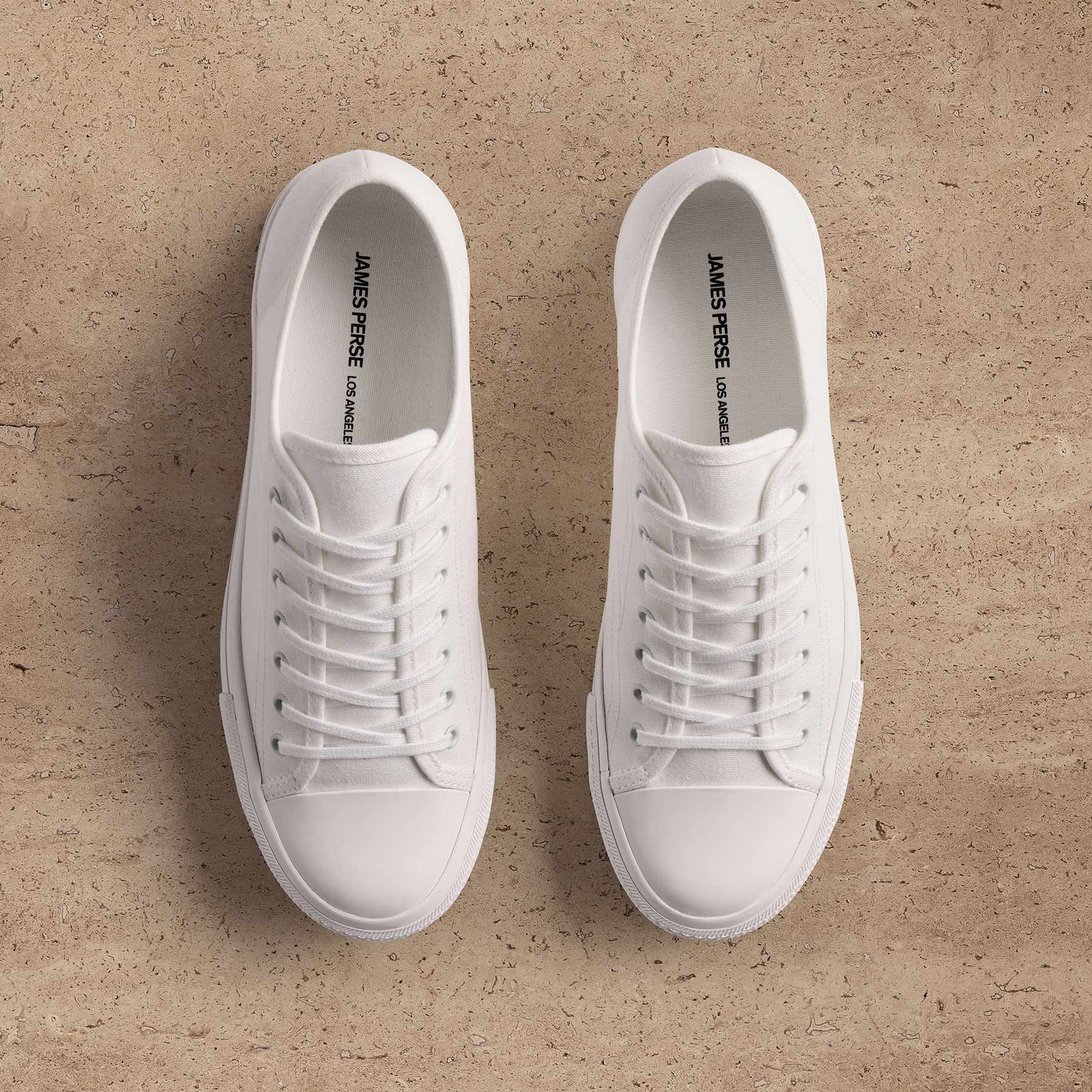 Men's Cotton Canvas Low Top Sneaker - White