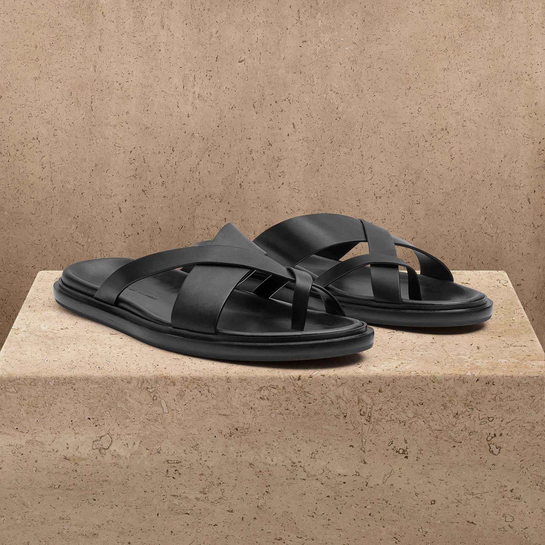 Men's Calf Leather Sandal - Black
