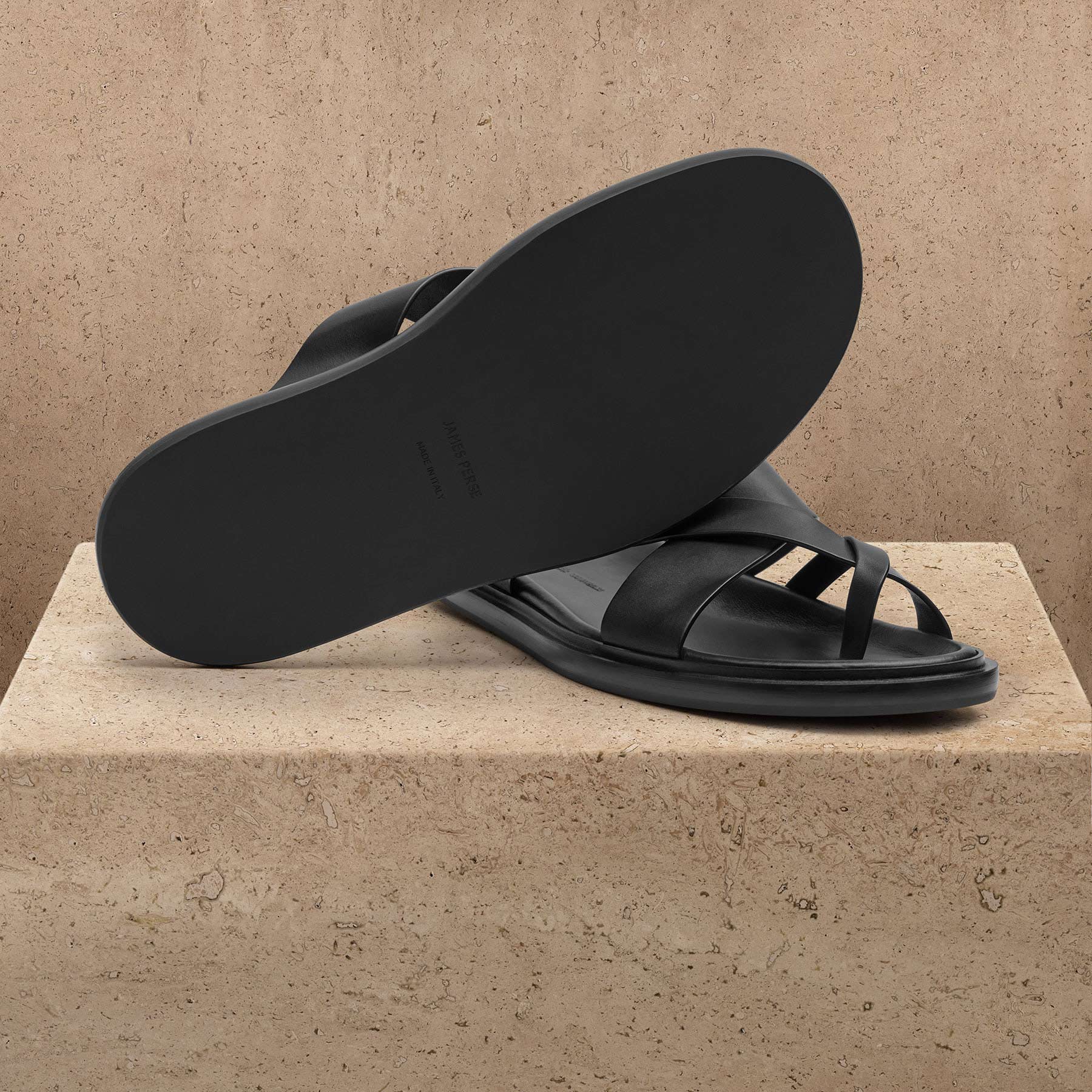 Men's Calf Leather Sandal - Black