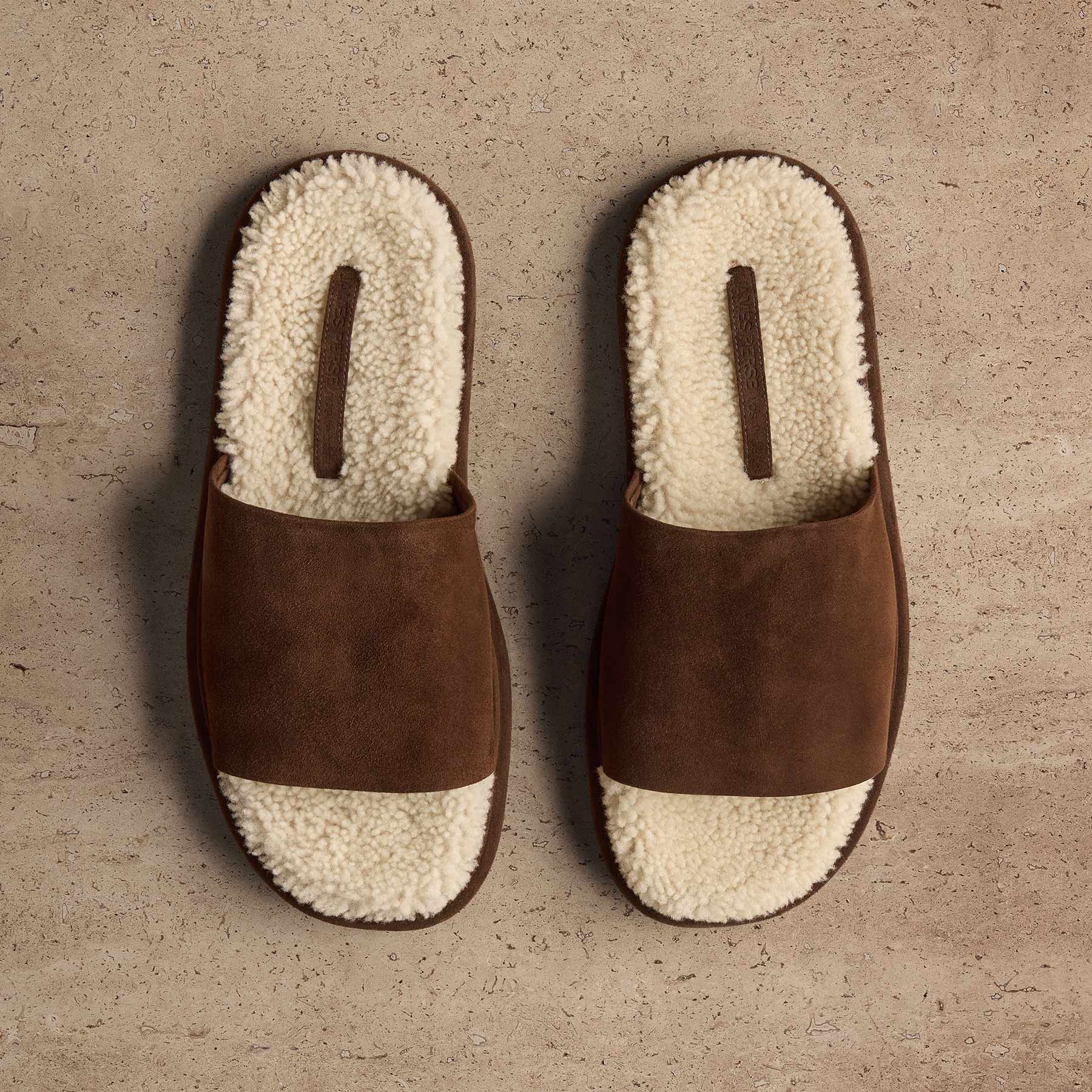 Women's Shearling Suede Slide - Acero/Natural