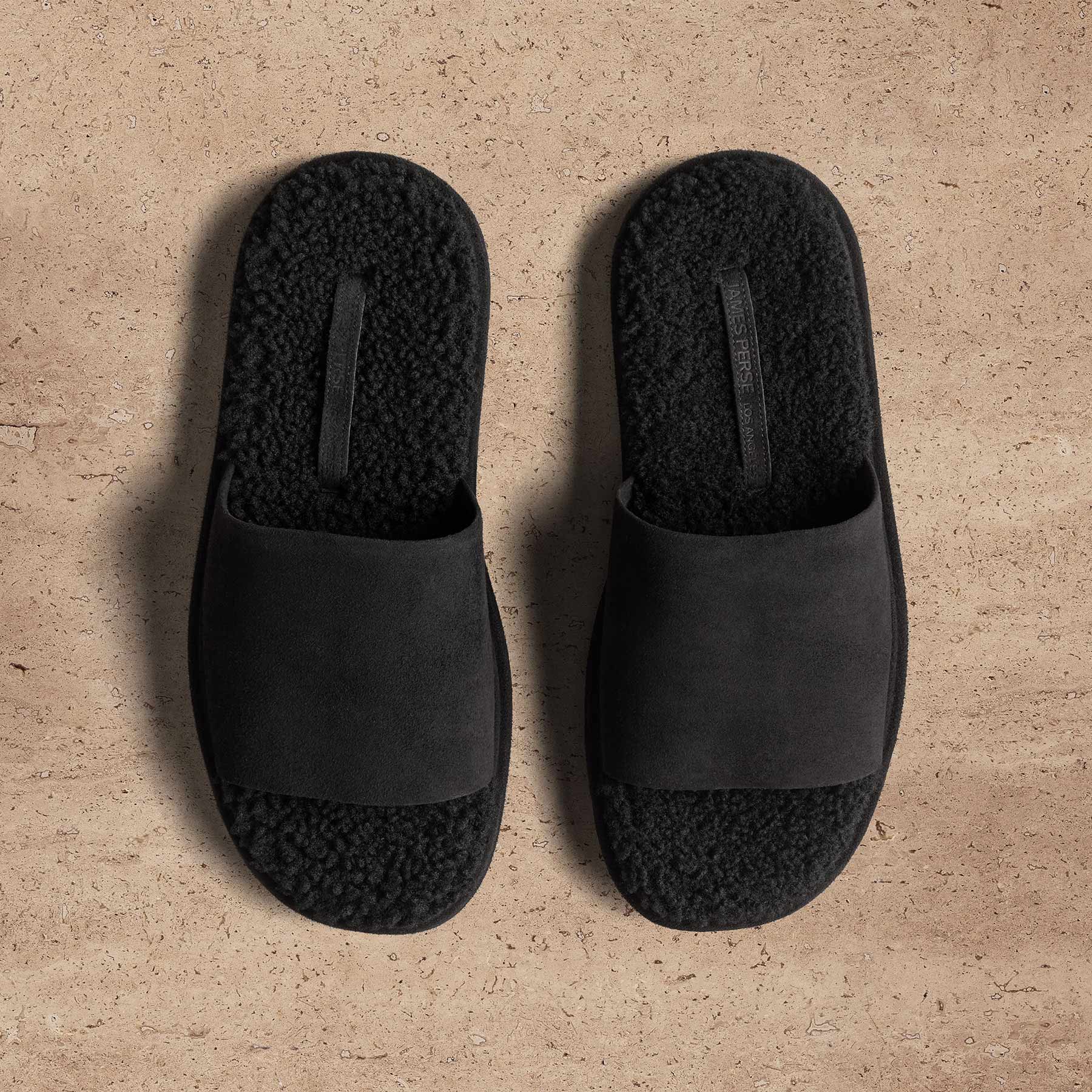 Women's Shearling Suede Slide - Black/Black