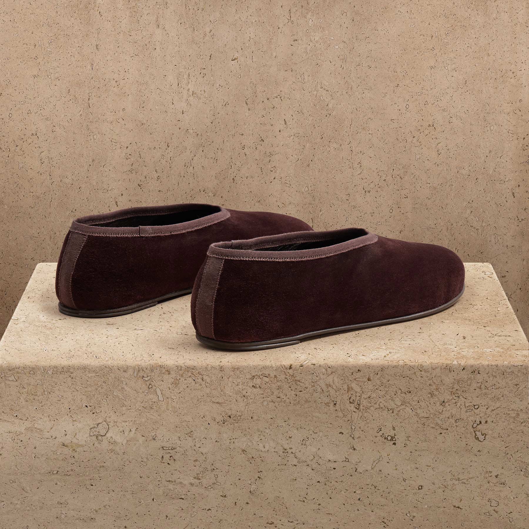 Women's Binded Suede Ballet Flat - Deep Burgundy/Wine
