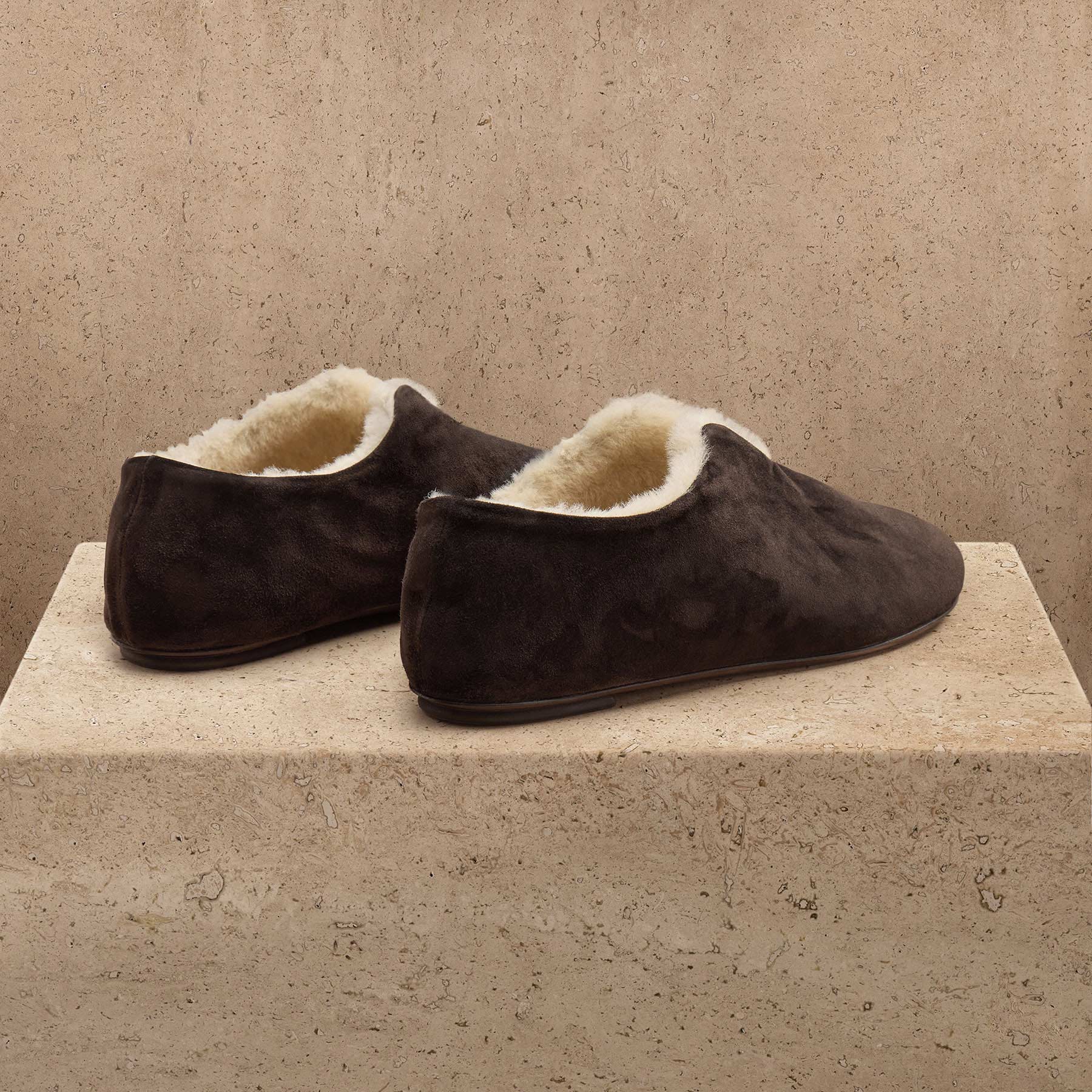 Women's Shearling Lined Suede Babouche - Acero/Natural