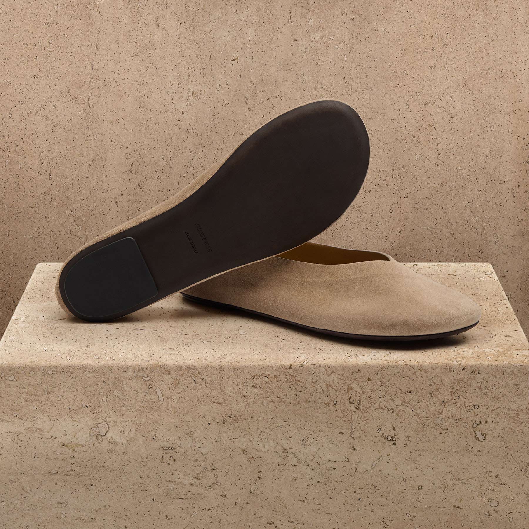 Women's Suede V Ballet Flat - Natural