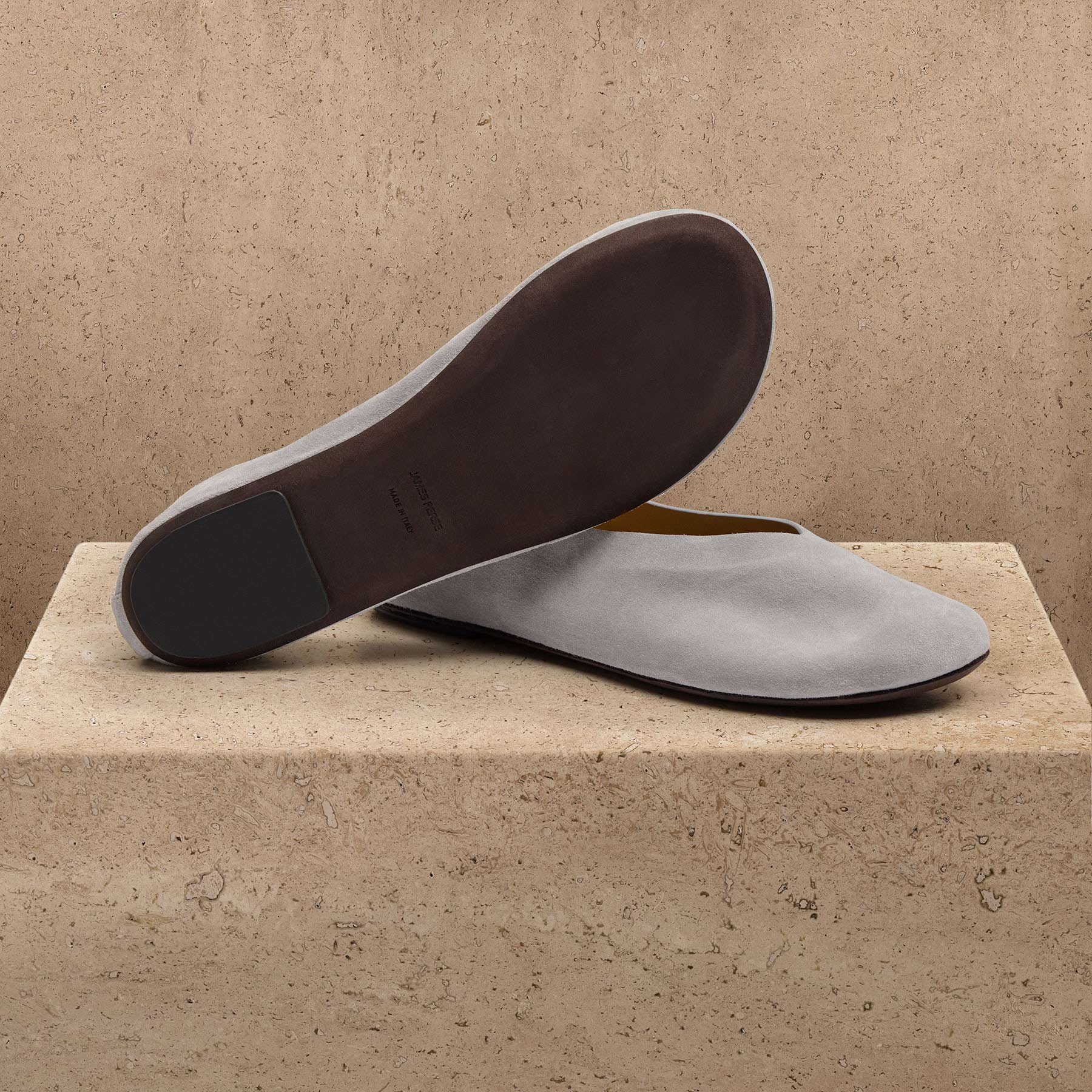 Women's Suede V Ballet Flat - Powder