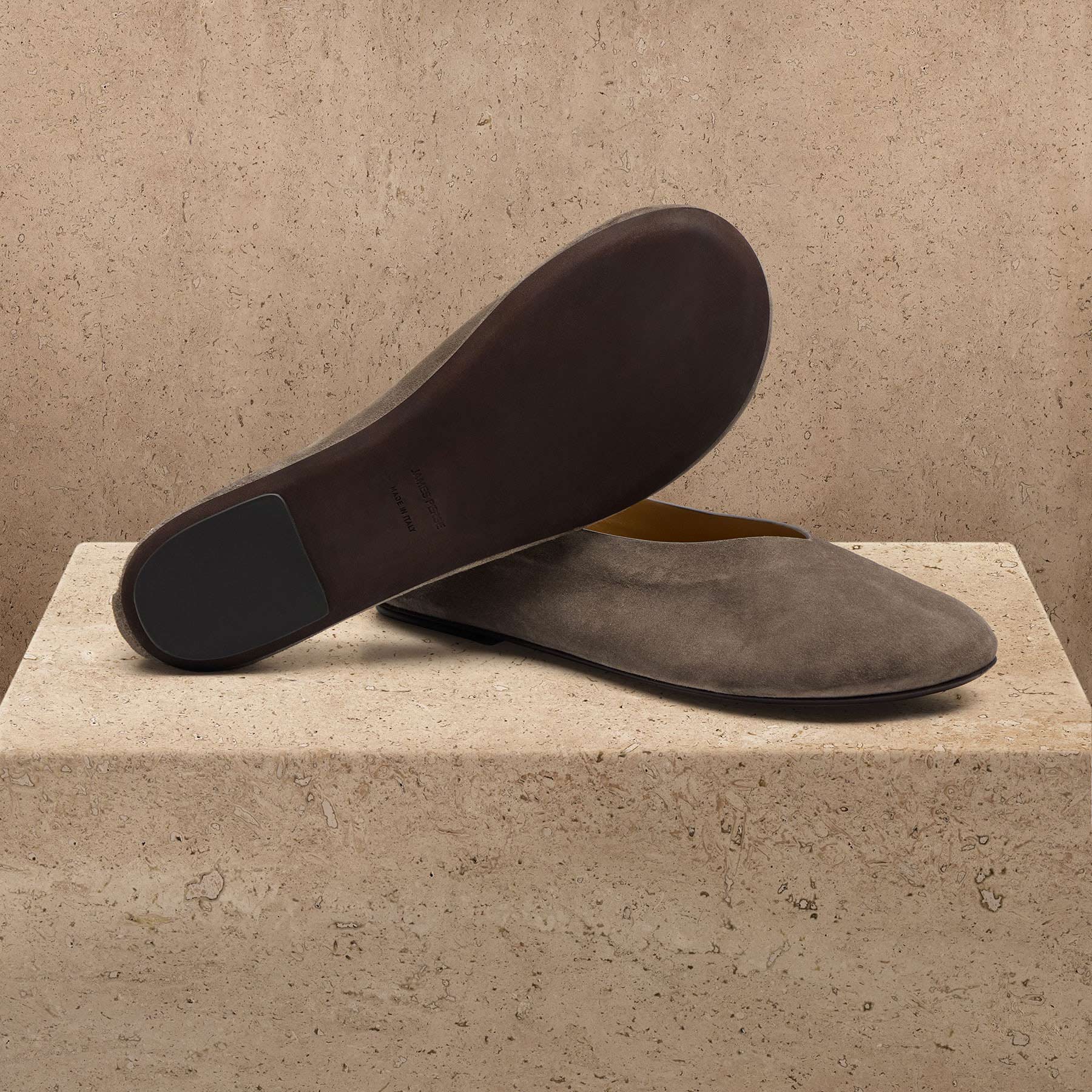 Women's Suede V Ballet Flat - Taupe Grey