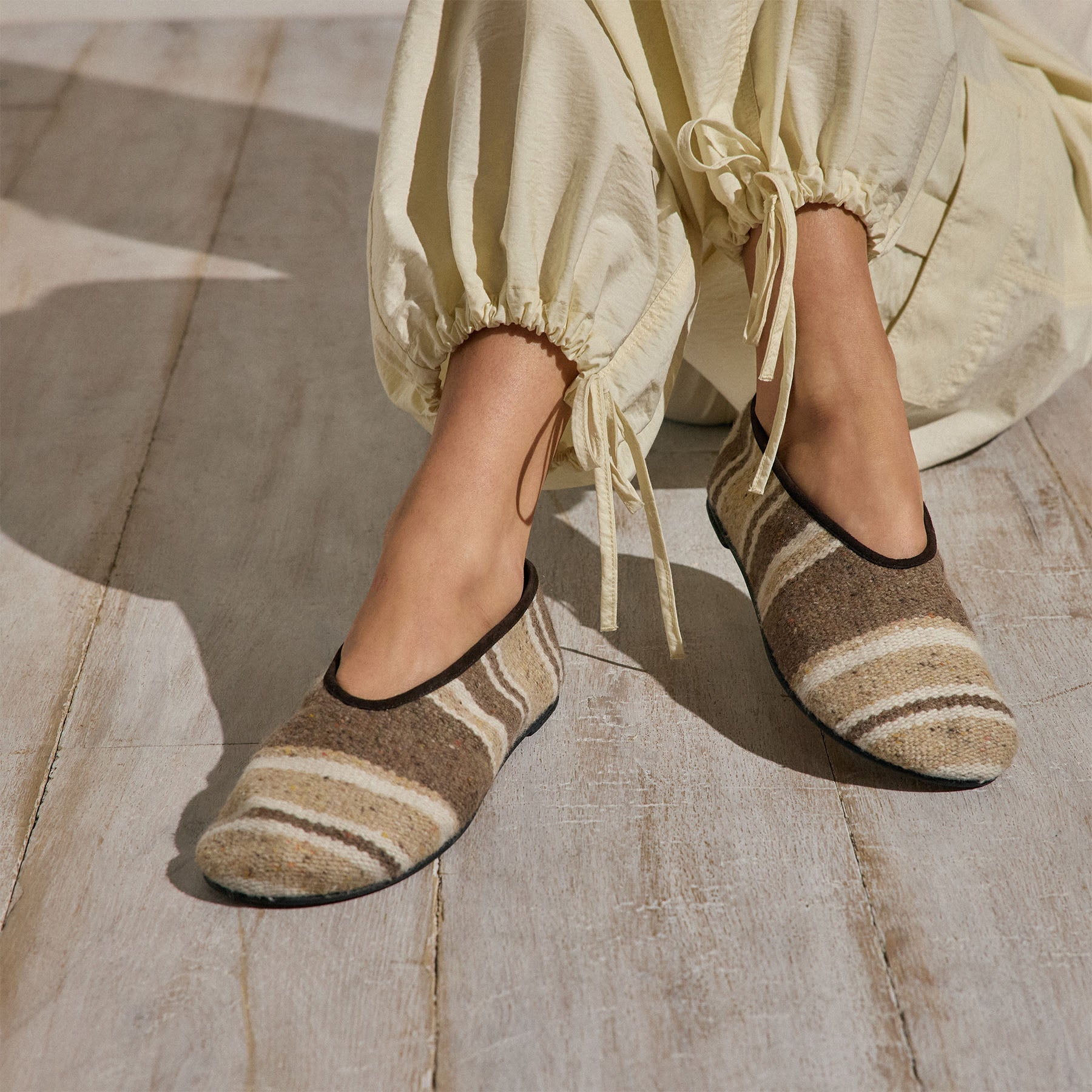 Women's Baja Stripe Flat - Beige Multi Stripe