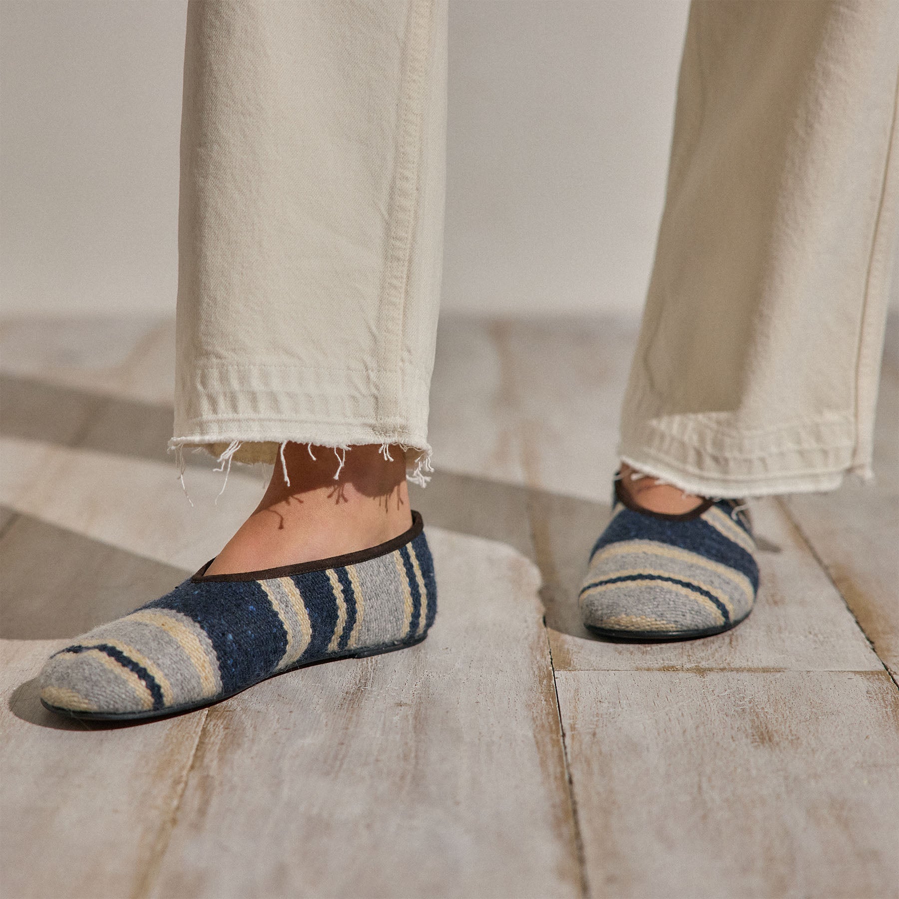 Women's Baja Stripe Flat - Navy Multi Stripe