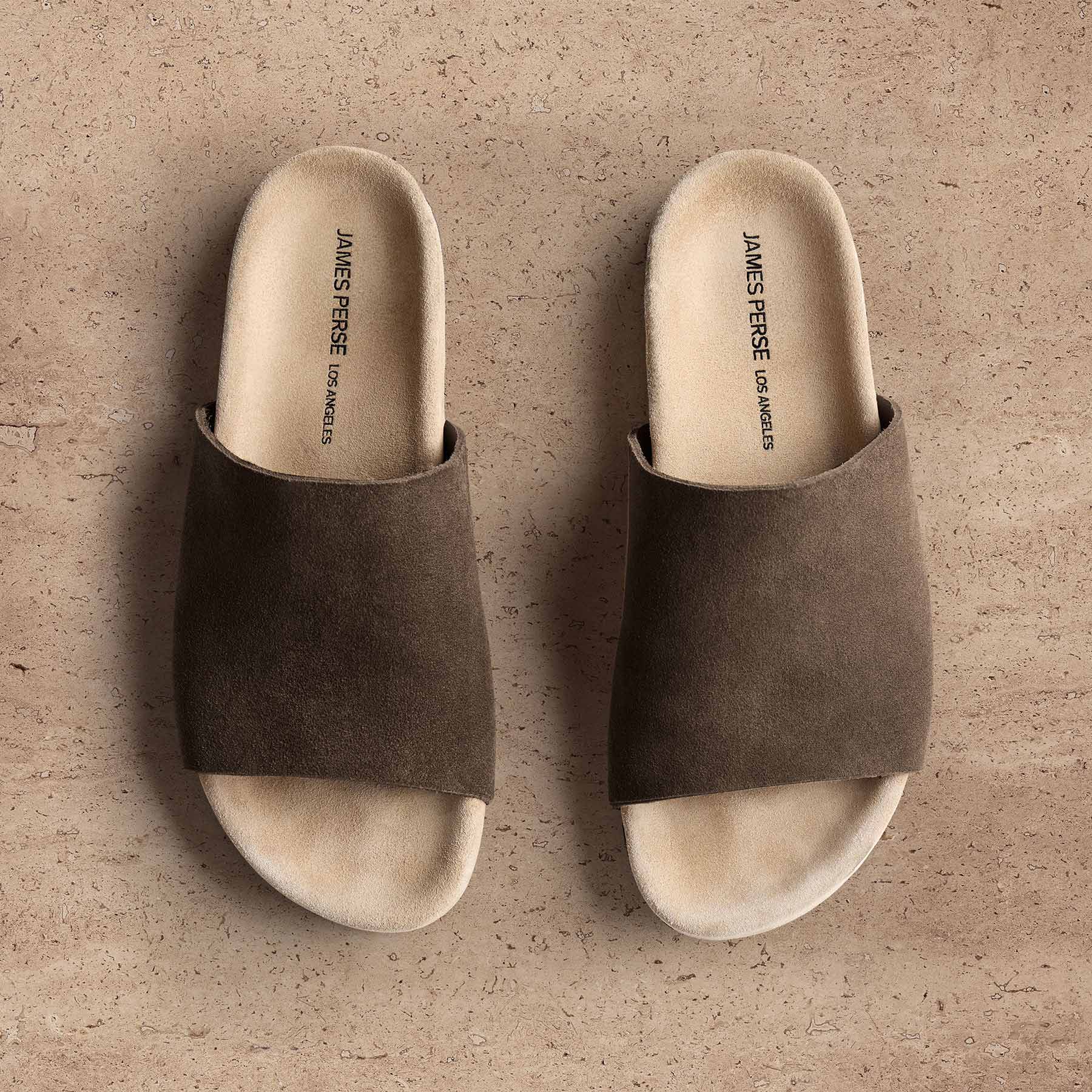 Women's Two Tone Suede Slide - Khaki/Taupe