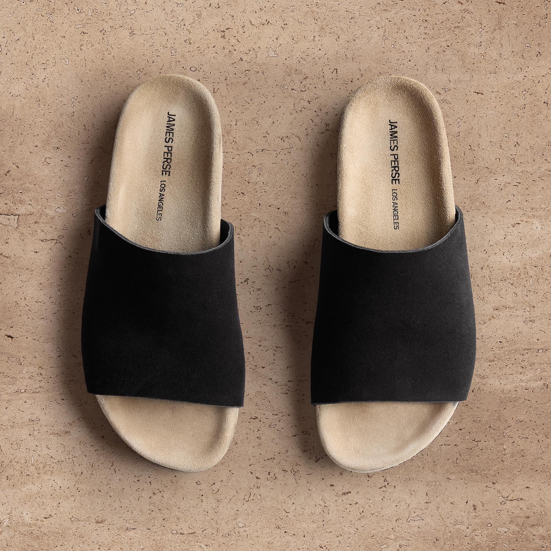 Women's Two Tone Suede Slide - Black/Sand