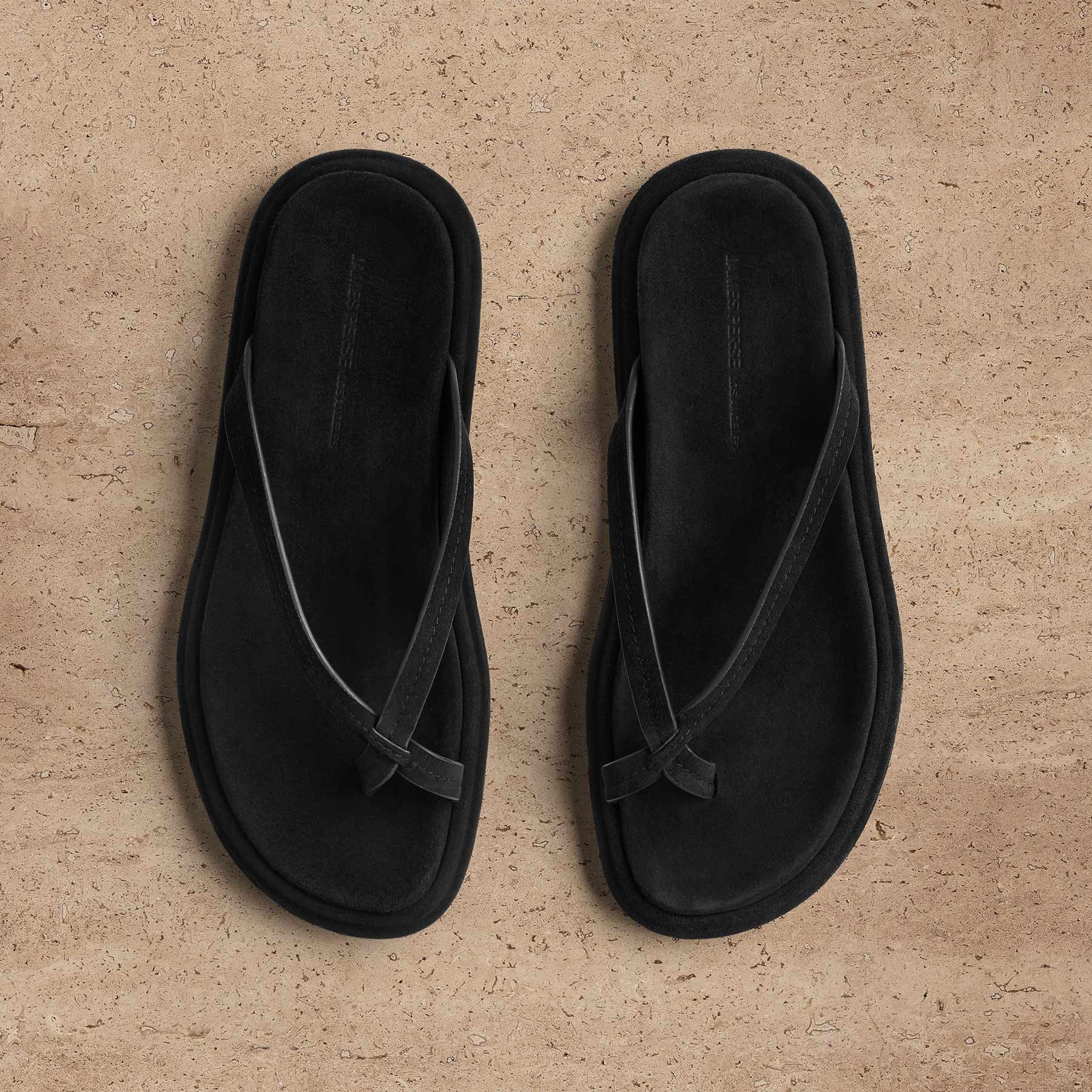 Women's Suede Cross Thong Sandal - Black/Black