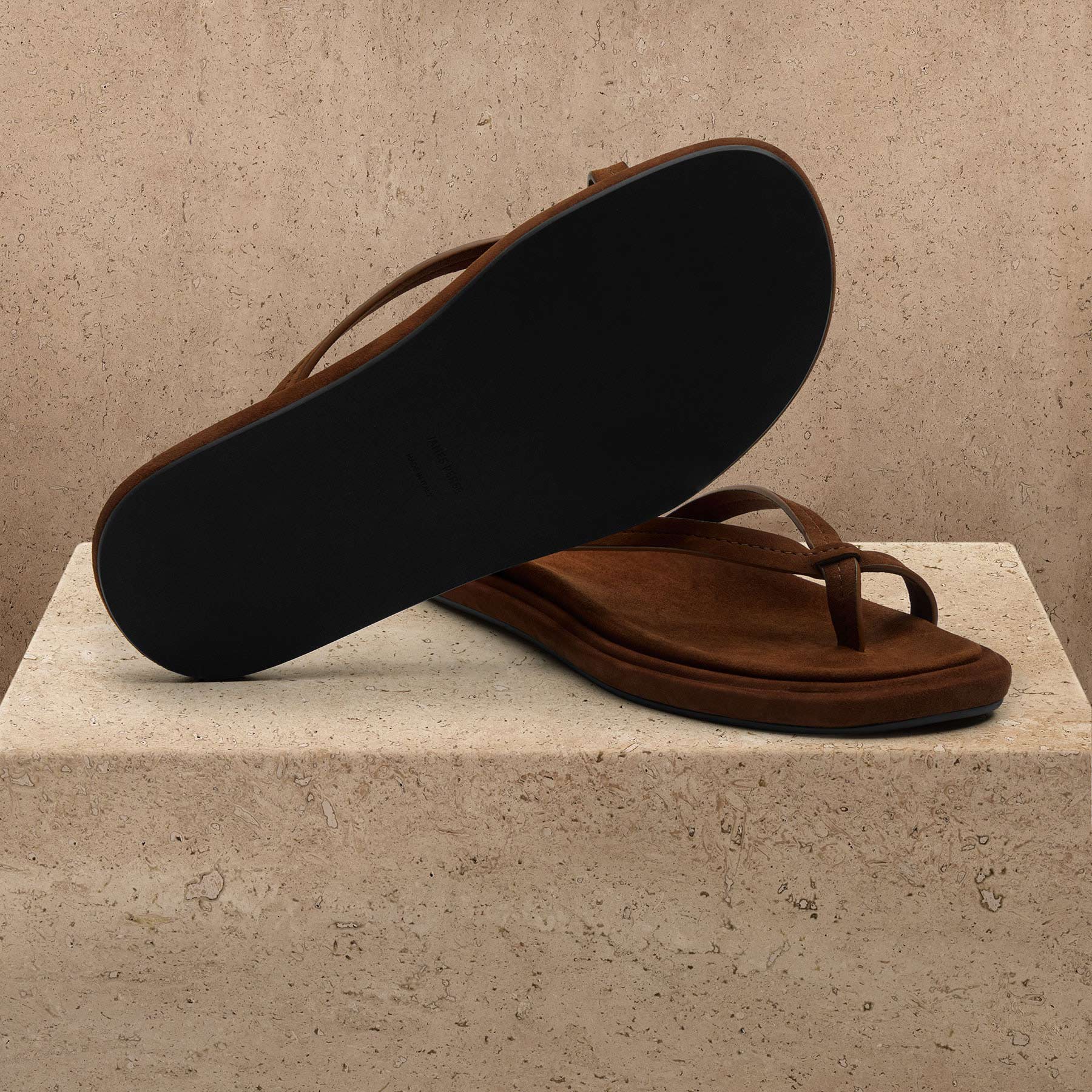 Women's Suede Cross Thong Sandal - Tabacco / Tabacco