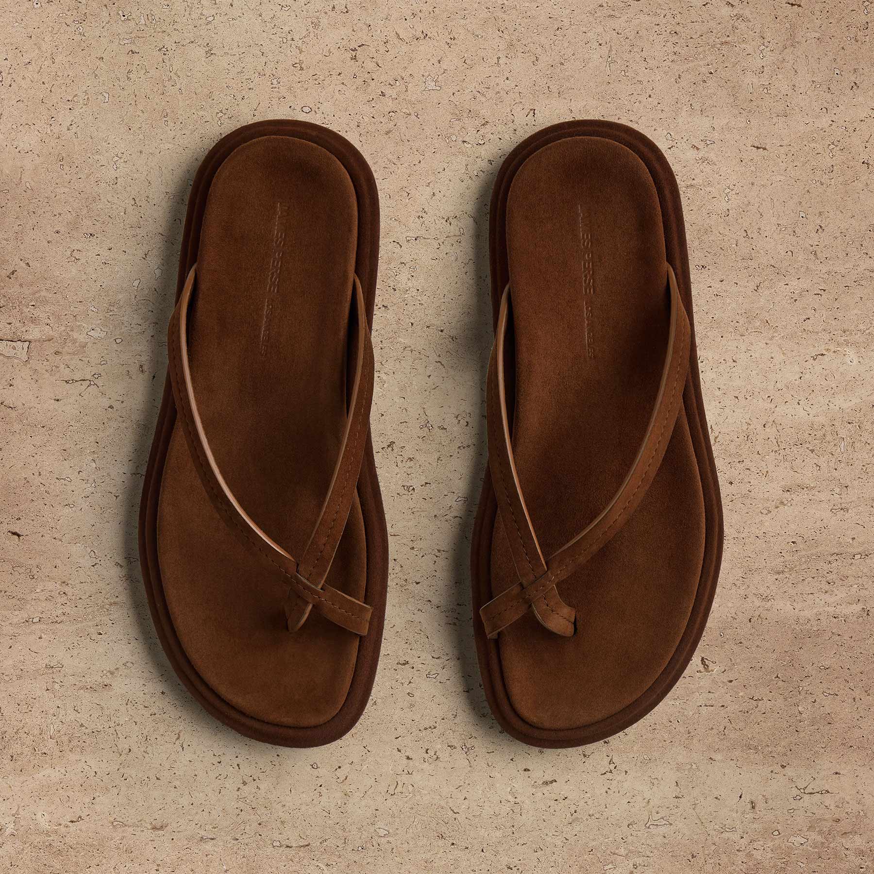 Women's Suede Cross Thong Sandal - Tabacco / Tabacco