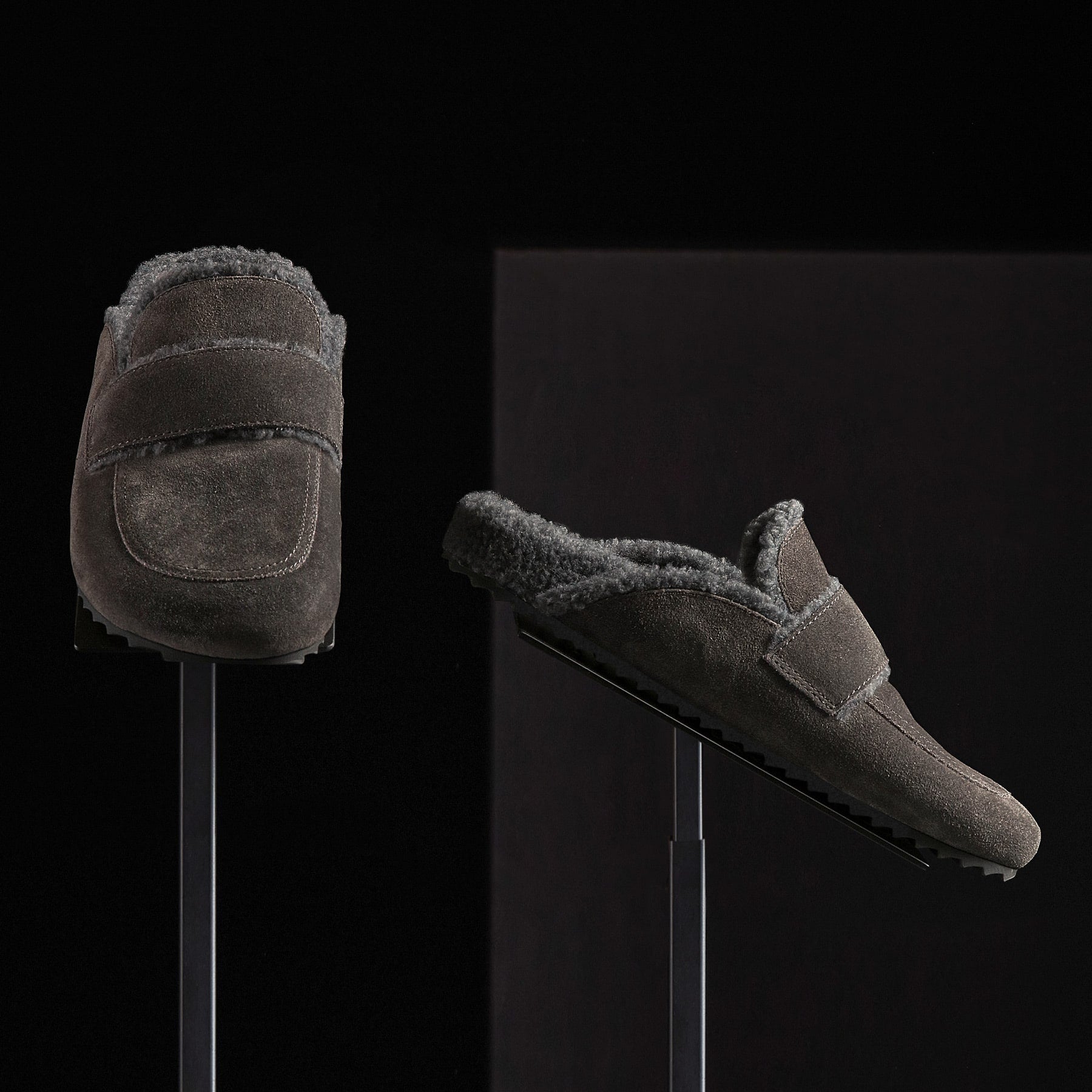 Women's Suede Shearling Loafer - Ash/Heather Grey
