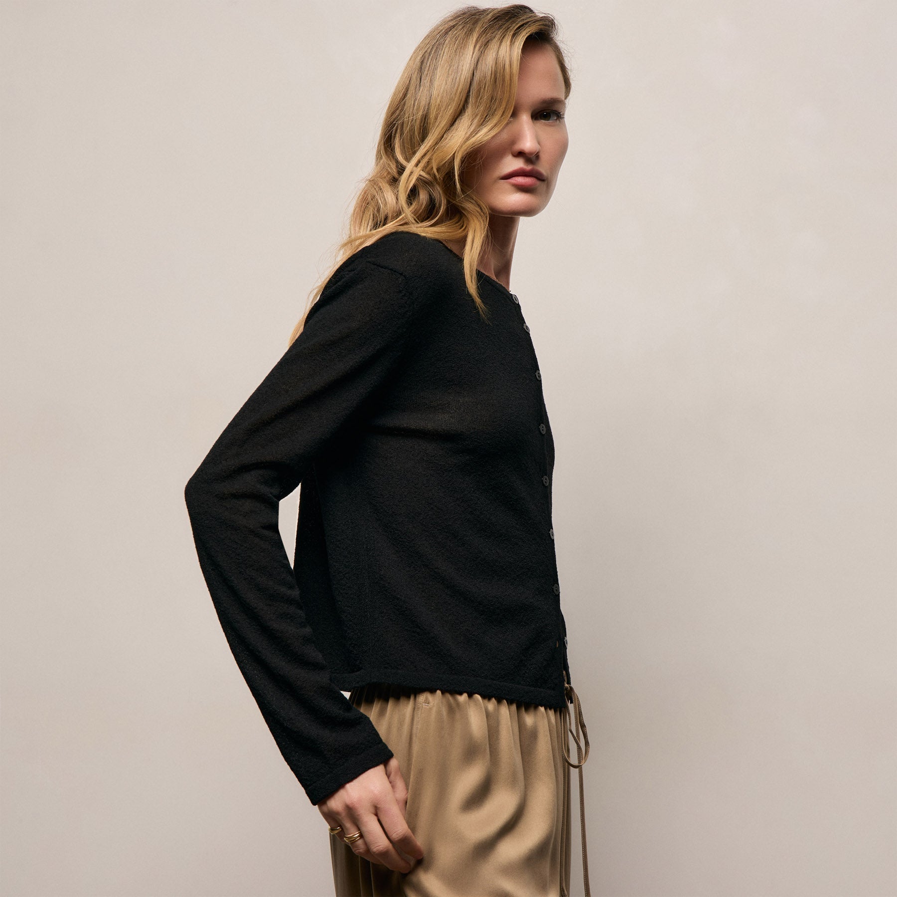 Fine Knit Cardigan - Black