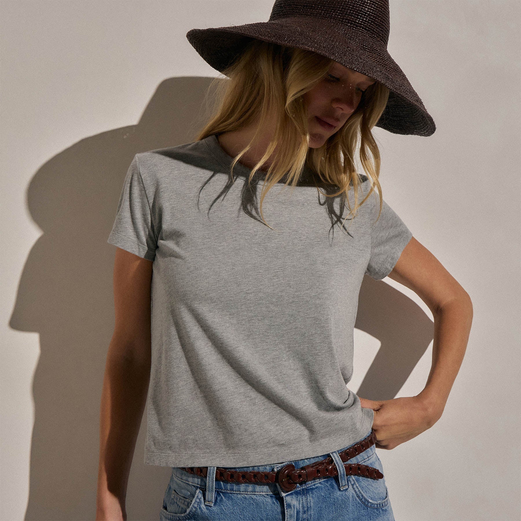 Brushed Elevated Jersey Short Sleeve Tee - Heather Grey