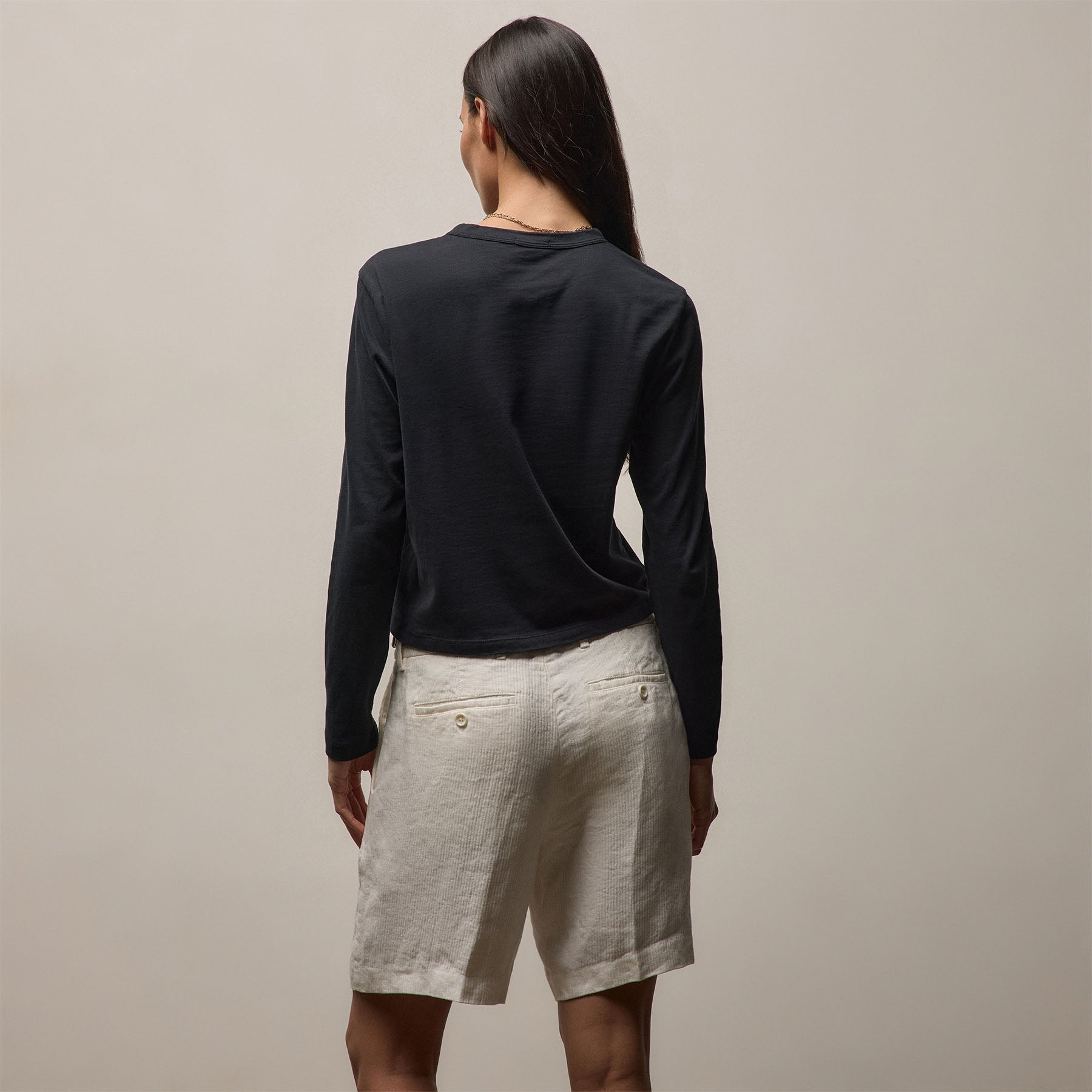 Brushed Elevated Jersey Long Sleeve Tee - Black