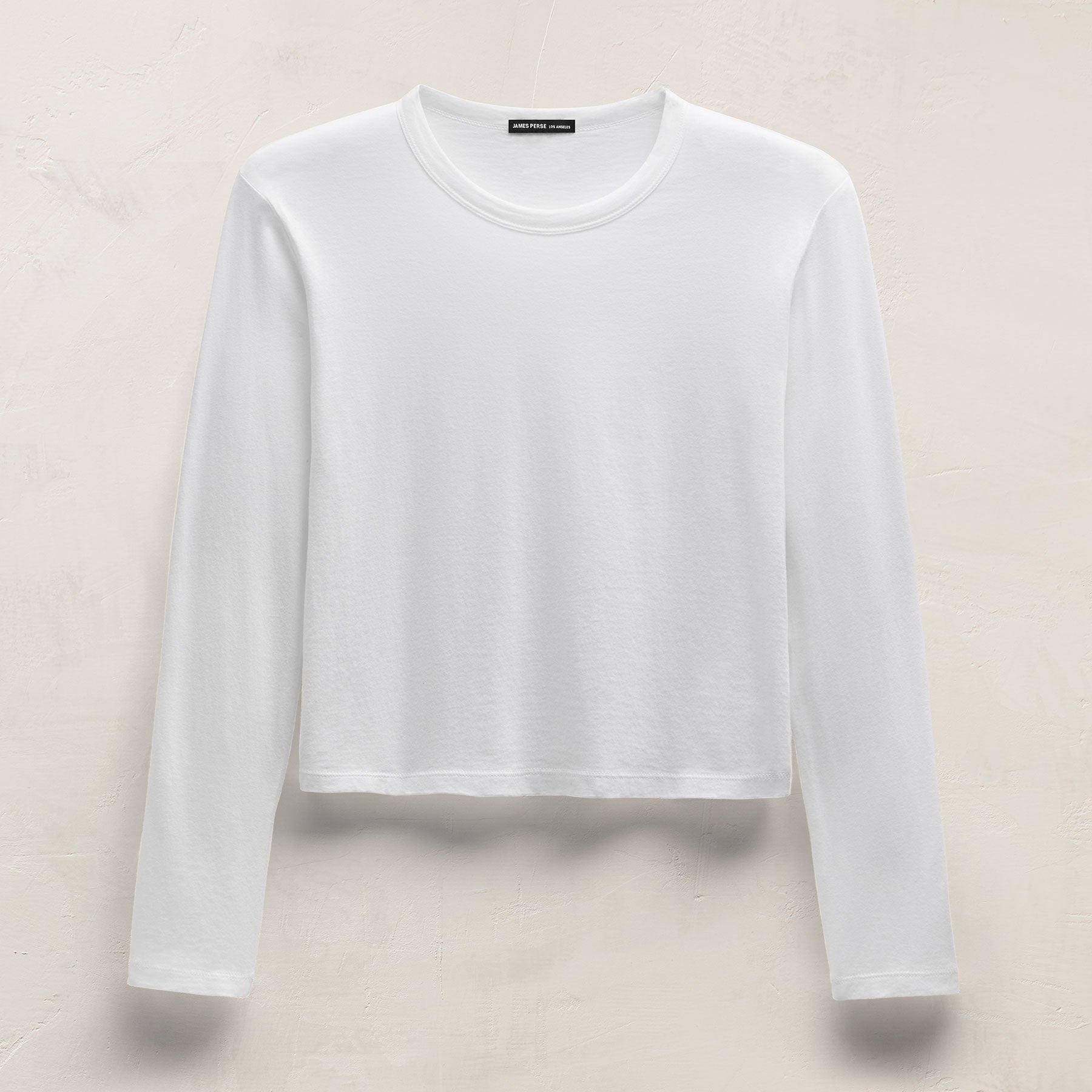 Brushed Elevated Jersey Long Sleeve Tee - White