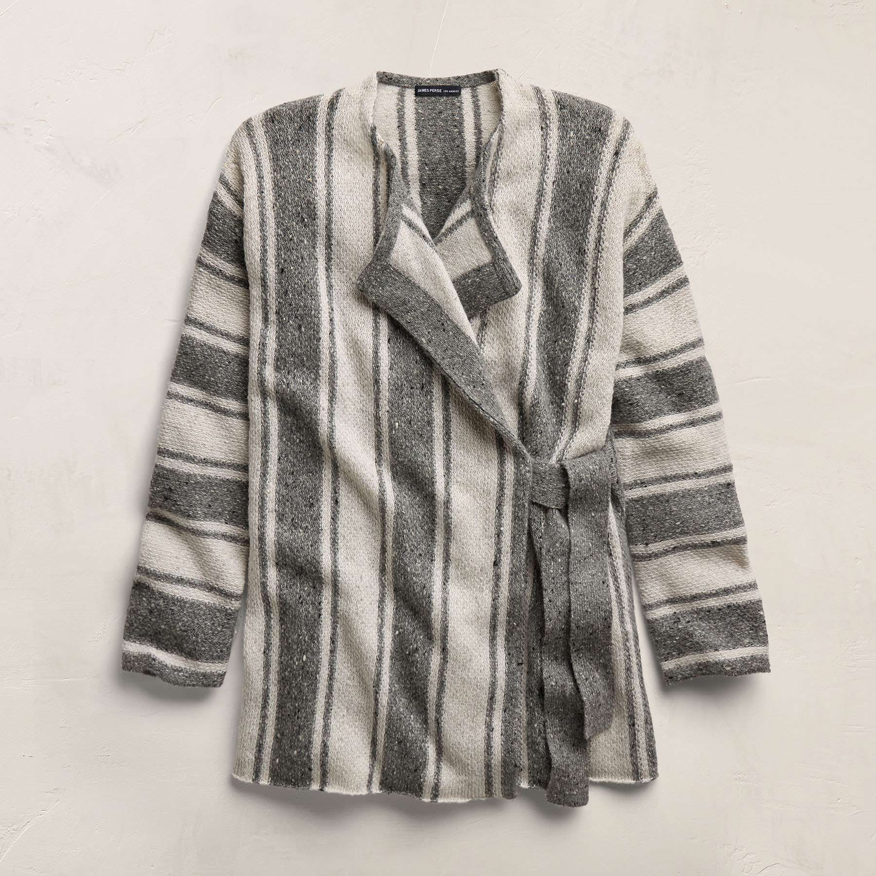 Baja Stripe Cashmere Cardigan - Heather Grey/Pearl