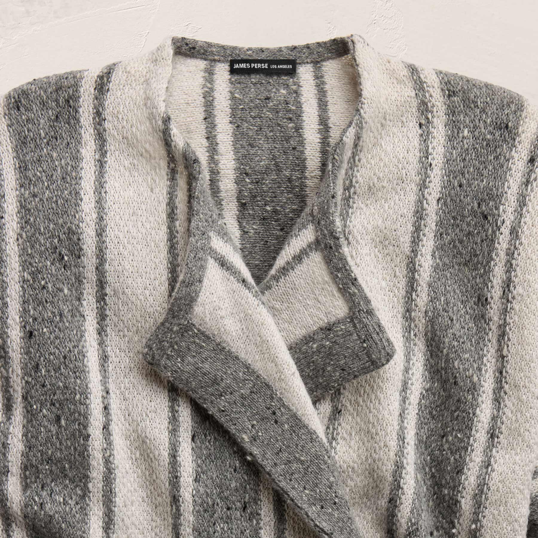 Baja Stripe Cashmere Cardigan - Heather Grey/Pearl