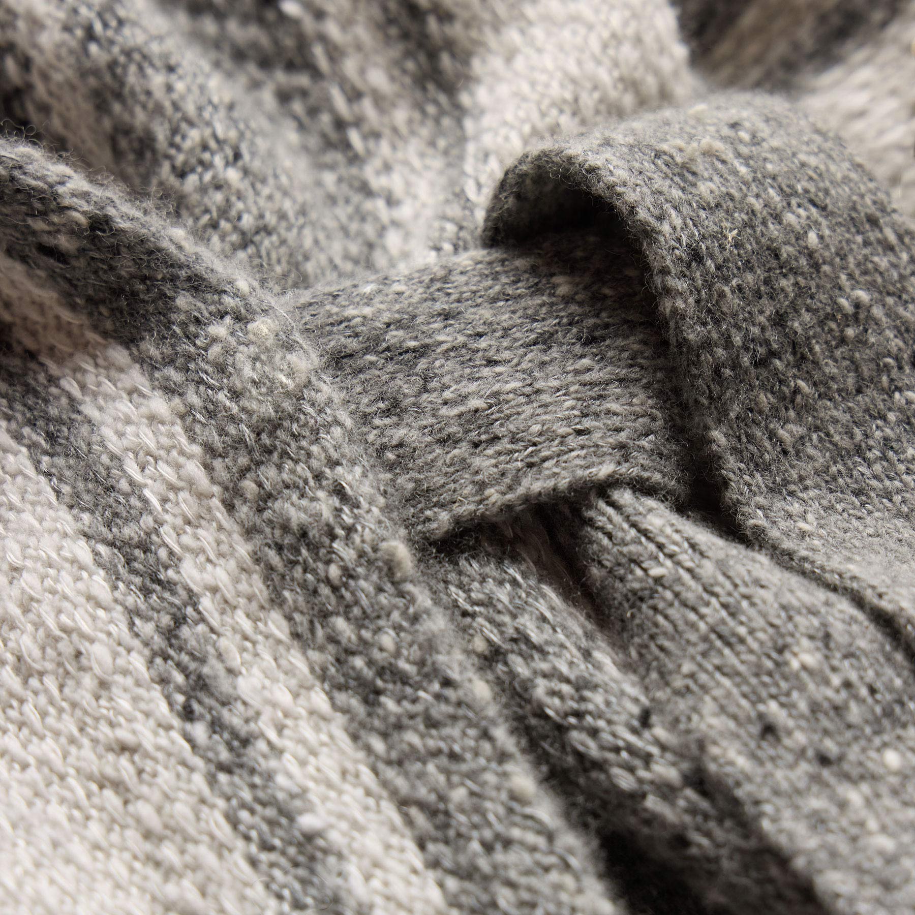 Baja Stripe Cashmere Cardigan - Heather Grey/Pearl