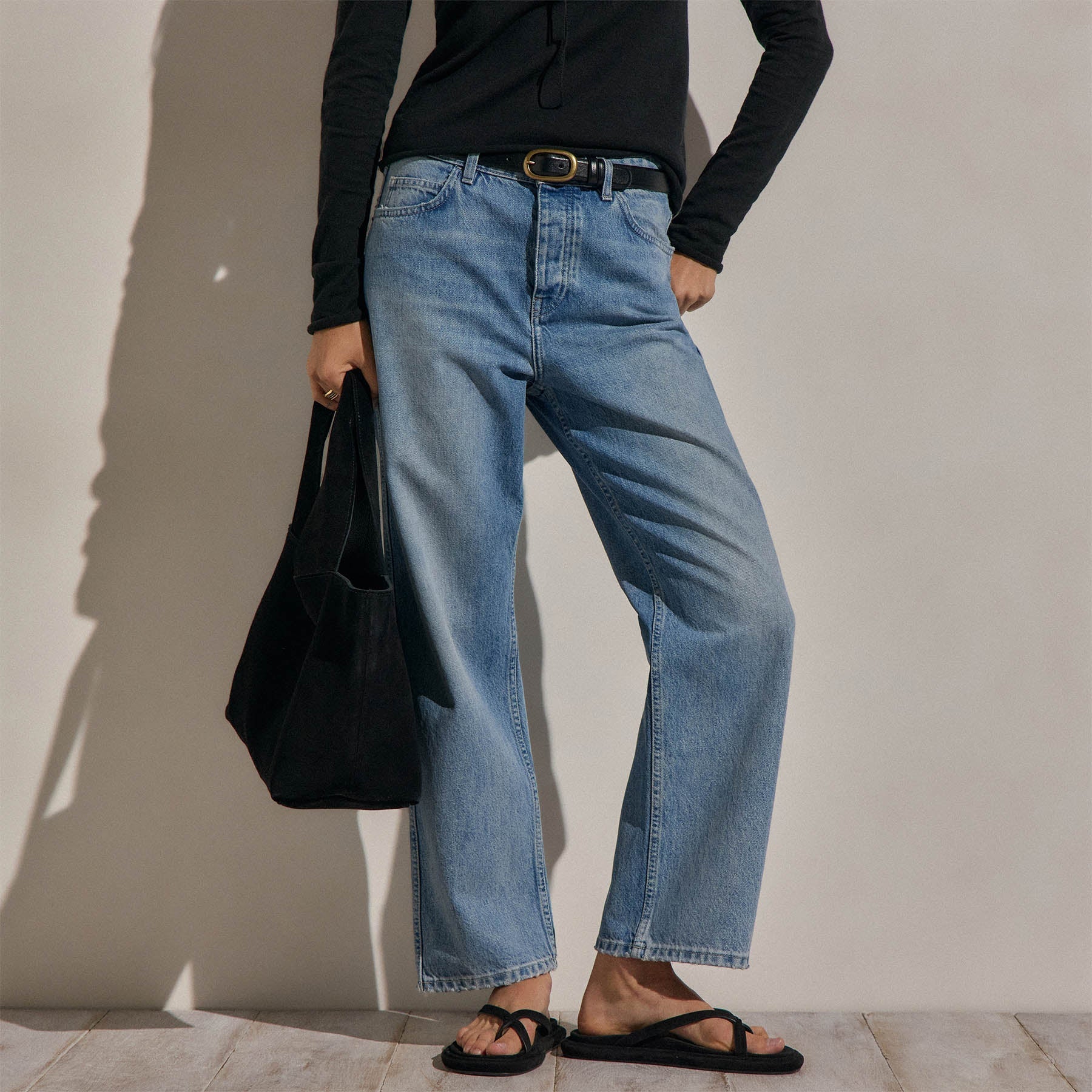 Relaxed Straight Cropped Jean - Sky Wash