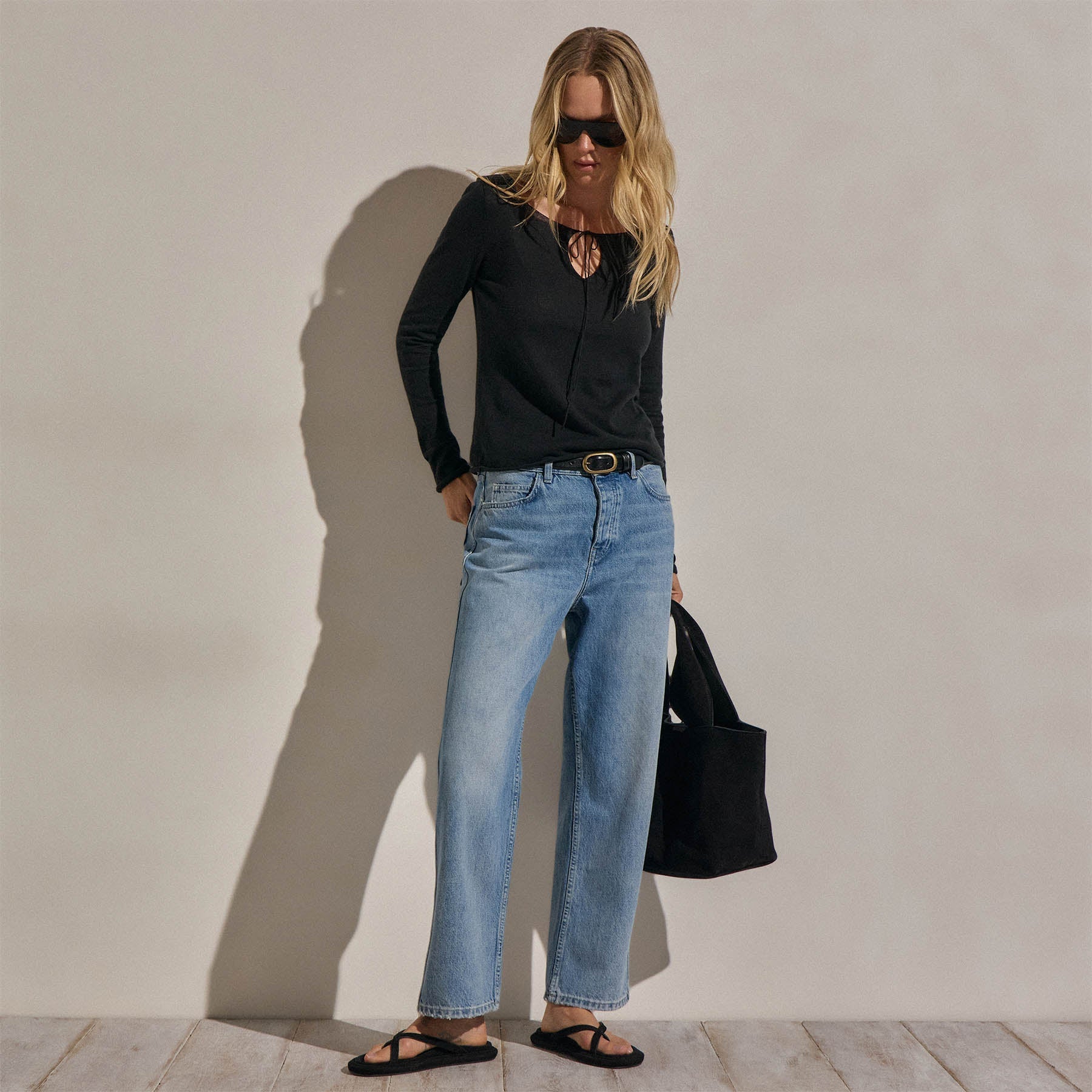 Relaxed Straight Cropped Jean - Sky Wash