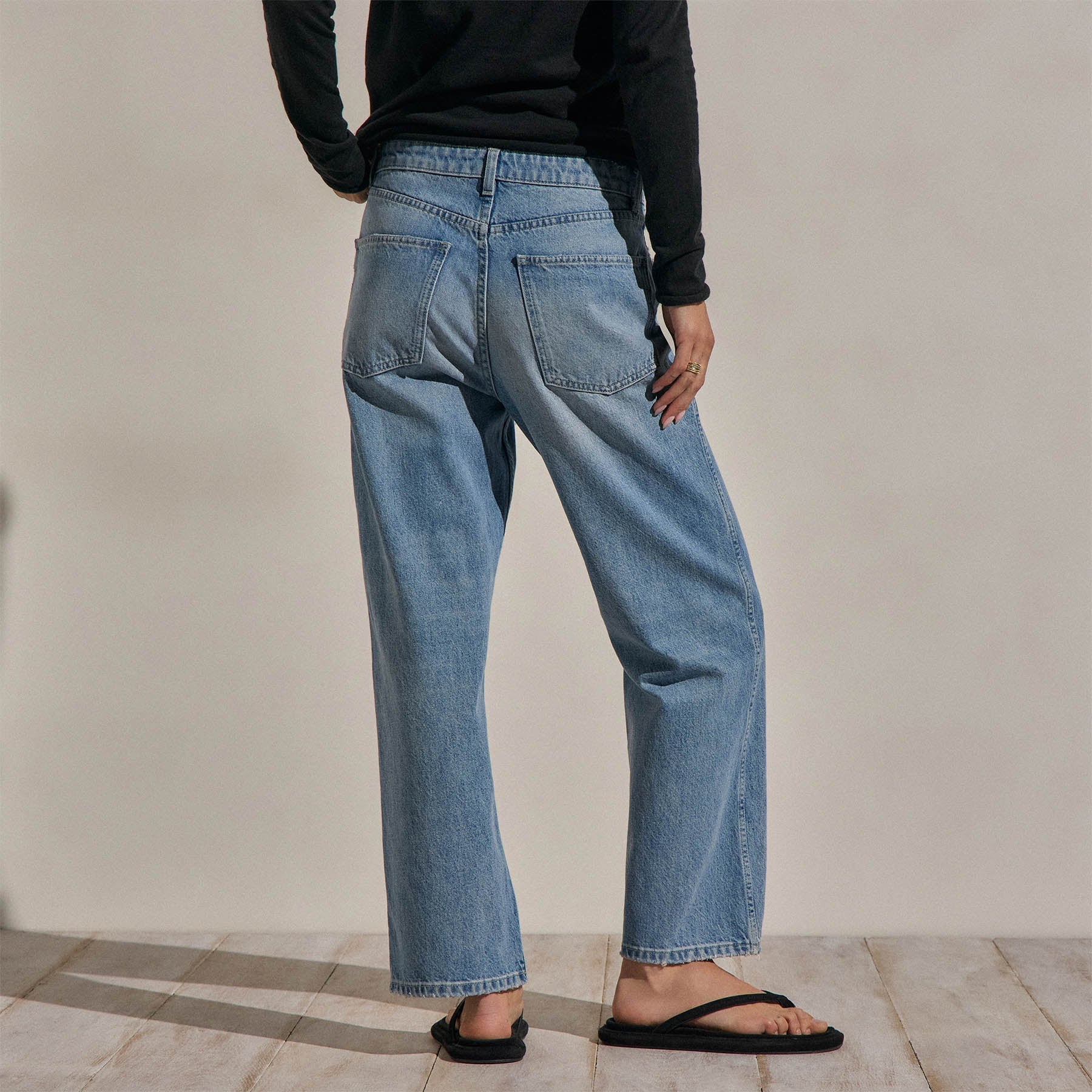 Relaxed Straight Cropped Jean - Sky Wash