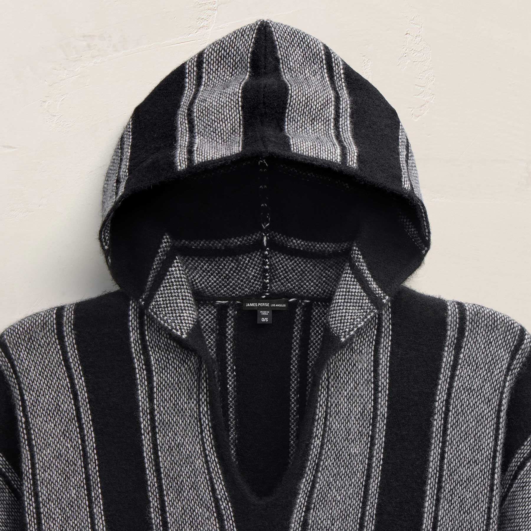 Baja Stripe Cashmere Poncho - Black Stripe