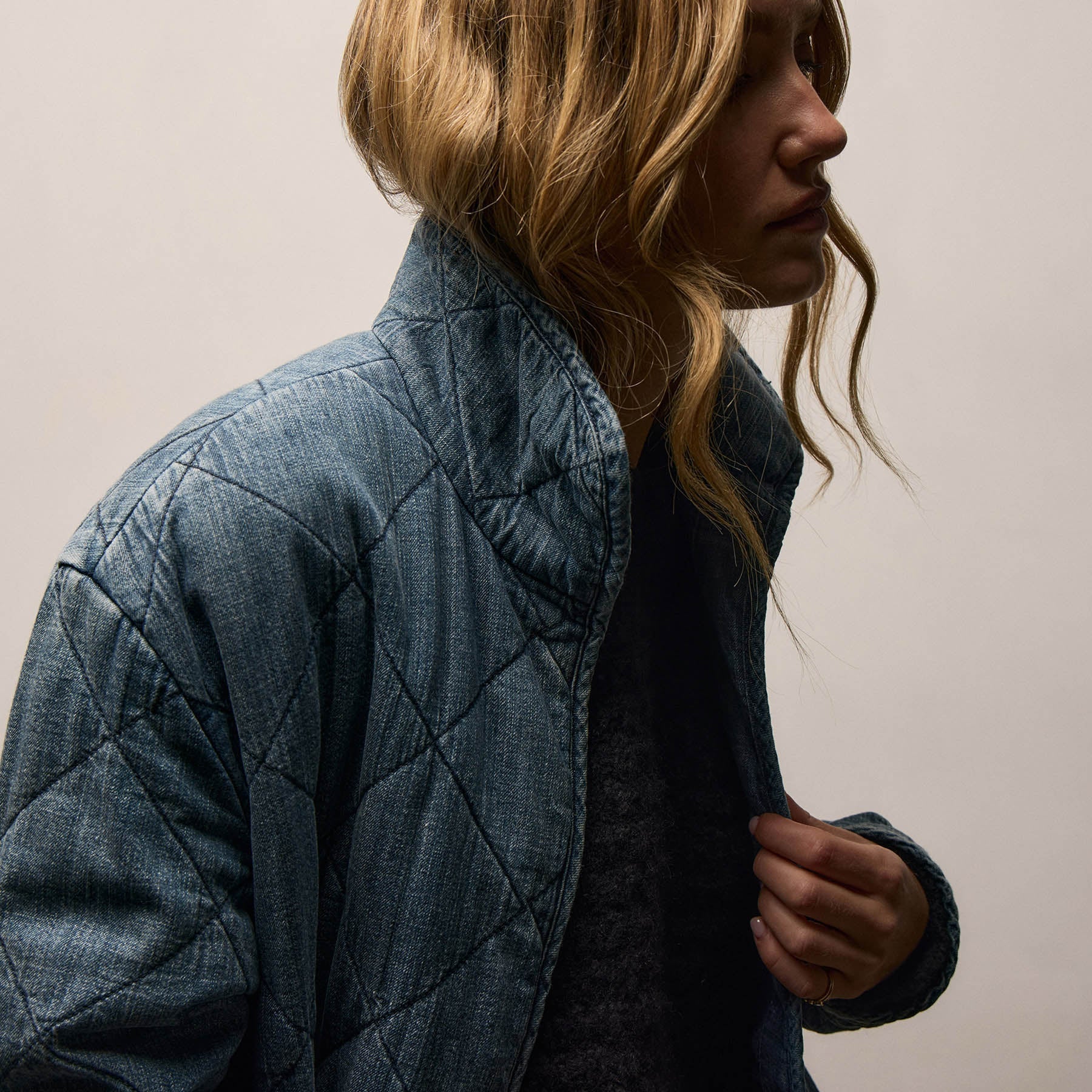 Denim Quilted Jacket - Medium Wash