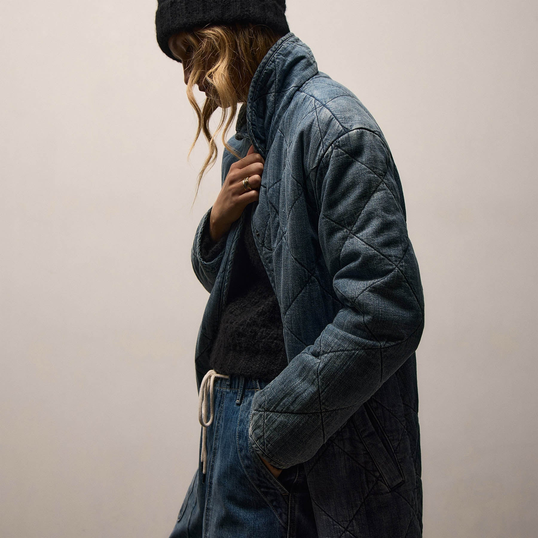 Denim Quilted Jacket - Medium Wash