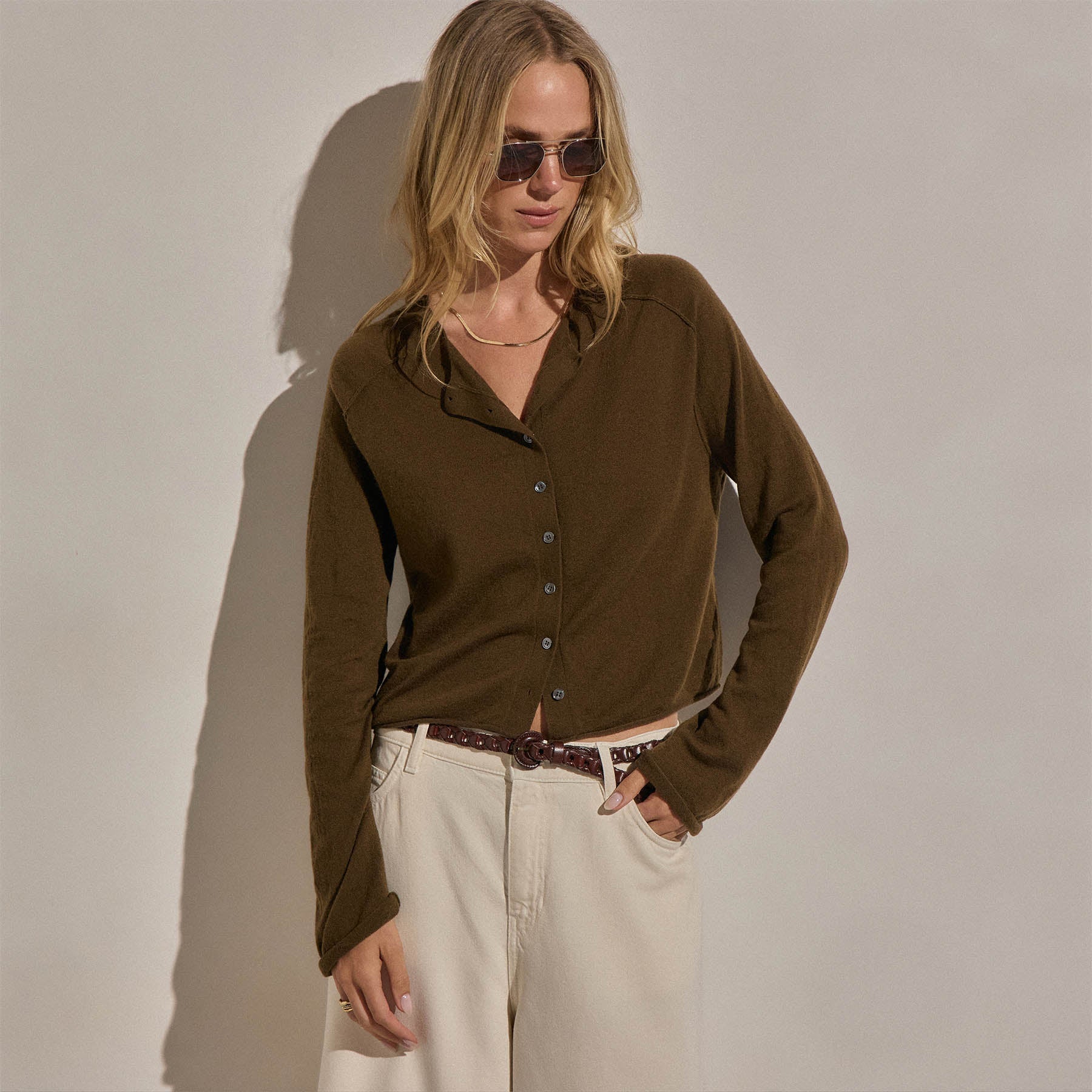 Cashmere Raglan Cardigan - Cocoa