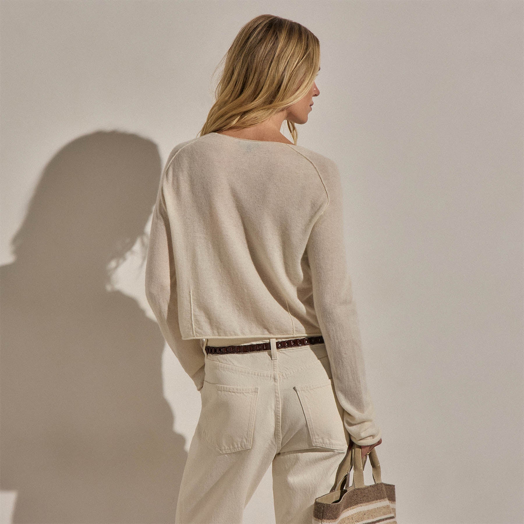 Cashmere Raglan Cardigan - Ecru