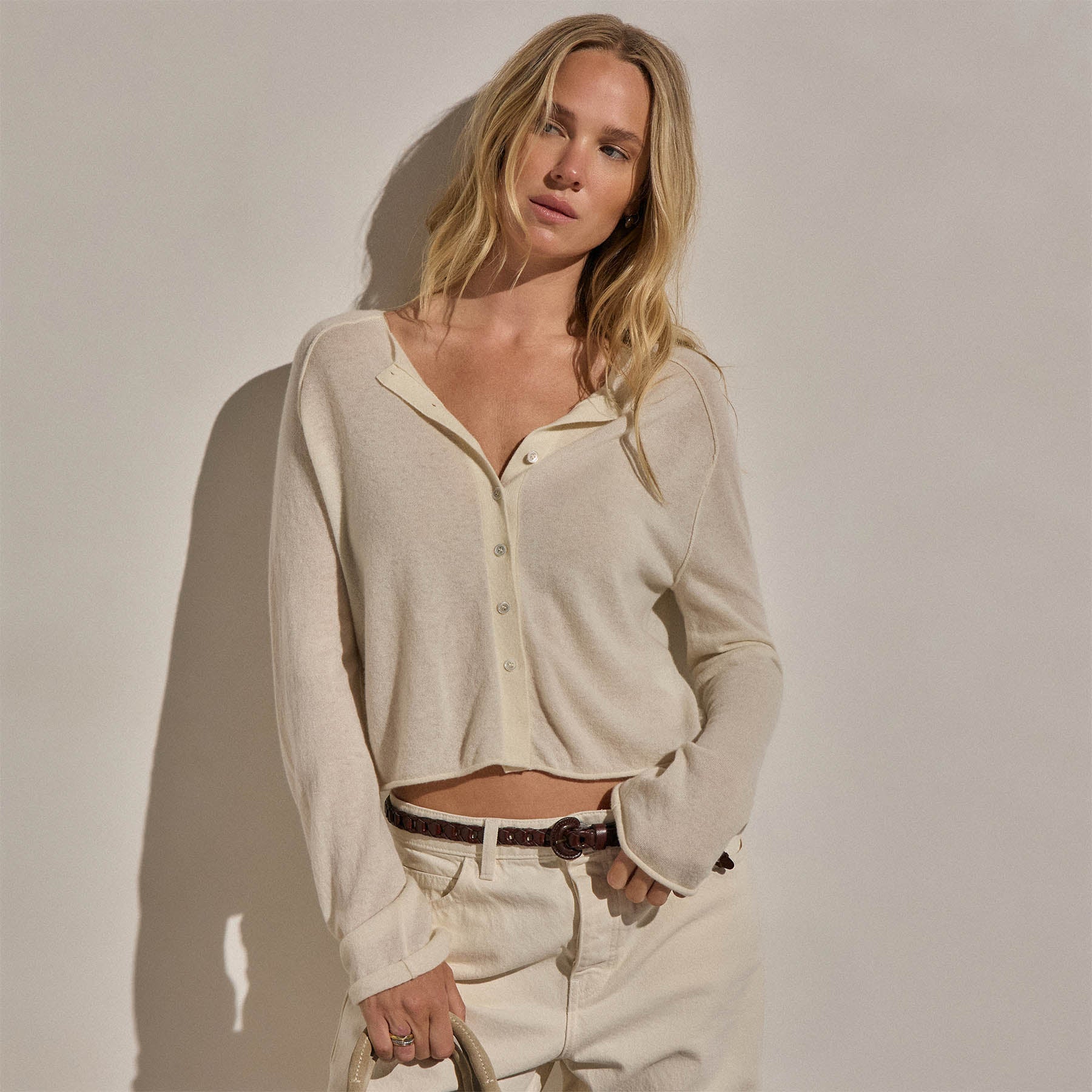 Cashmere Raglan Cardigan - Ecru