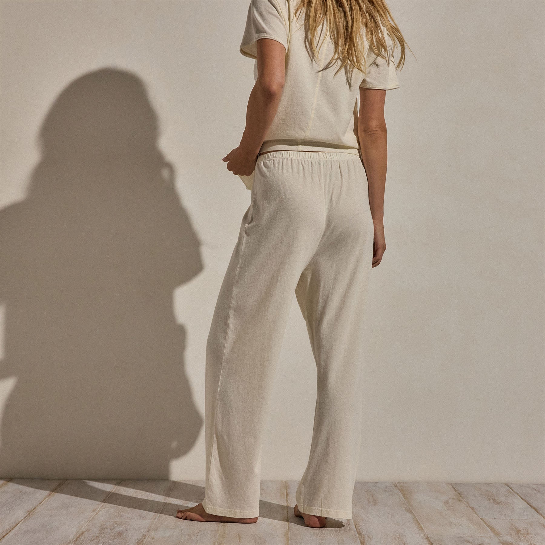 Cotton Linen Pull On Pant - Ecru