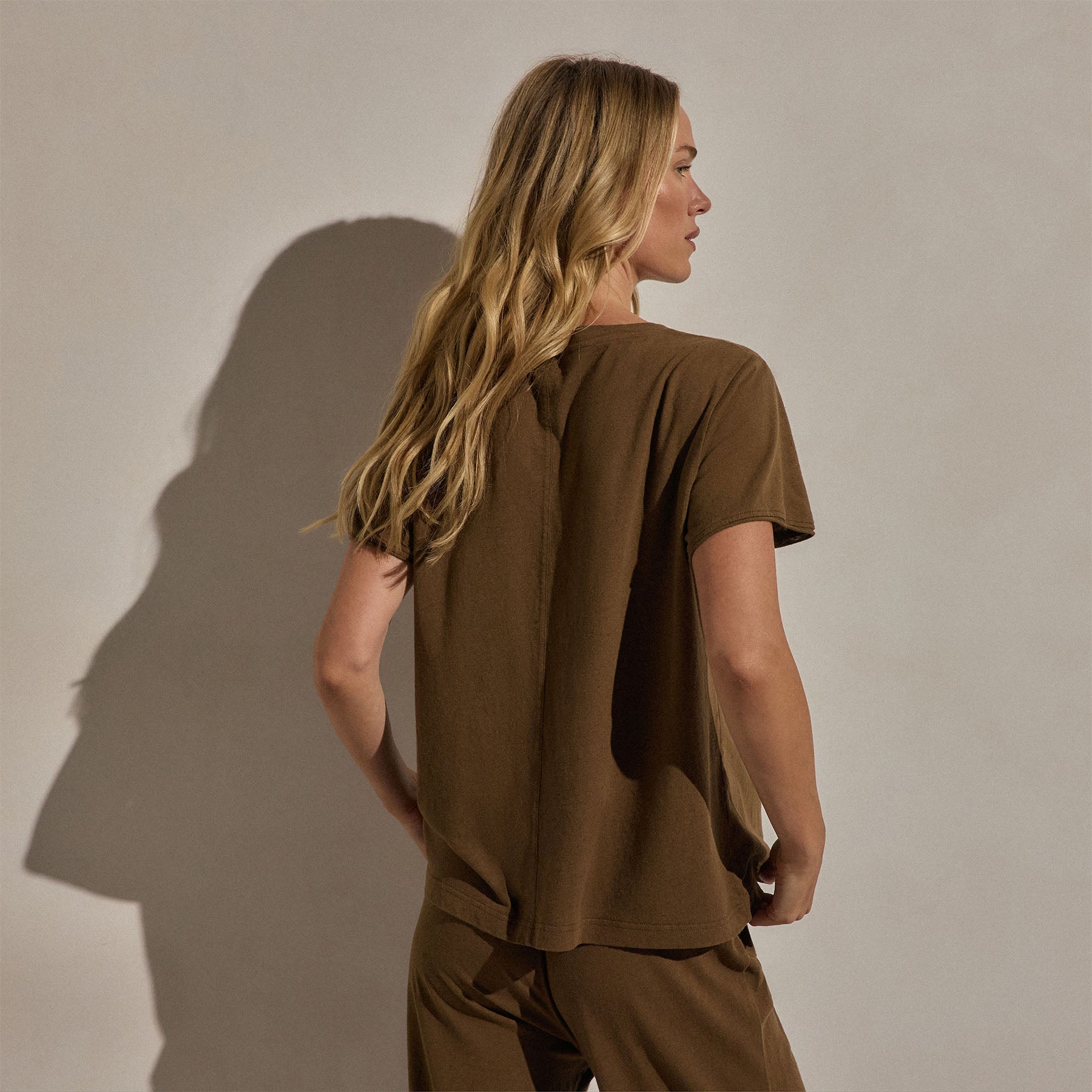 Cotton Linen Lounge Tee - Cocoa