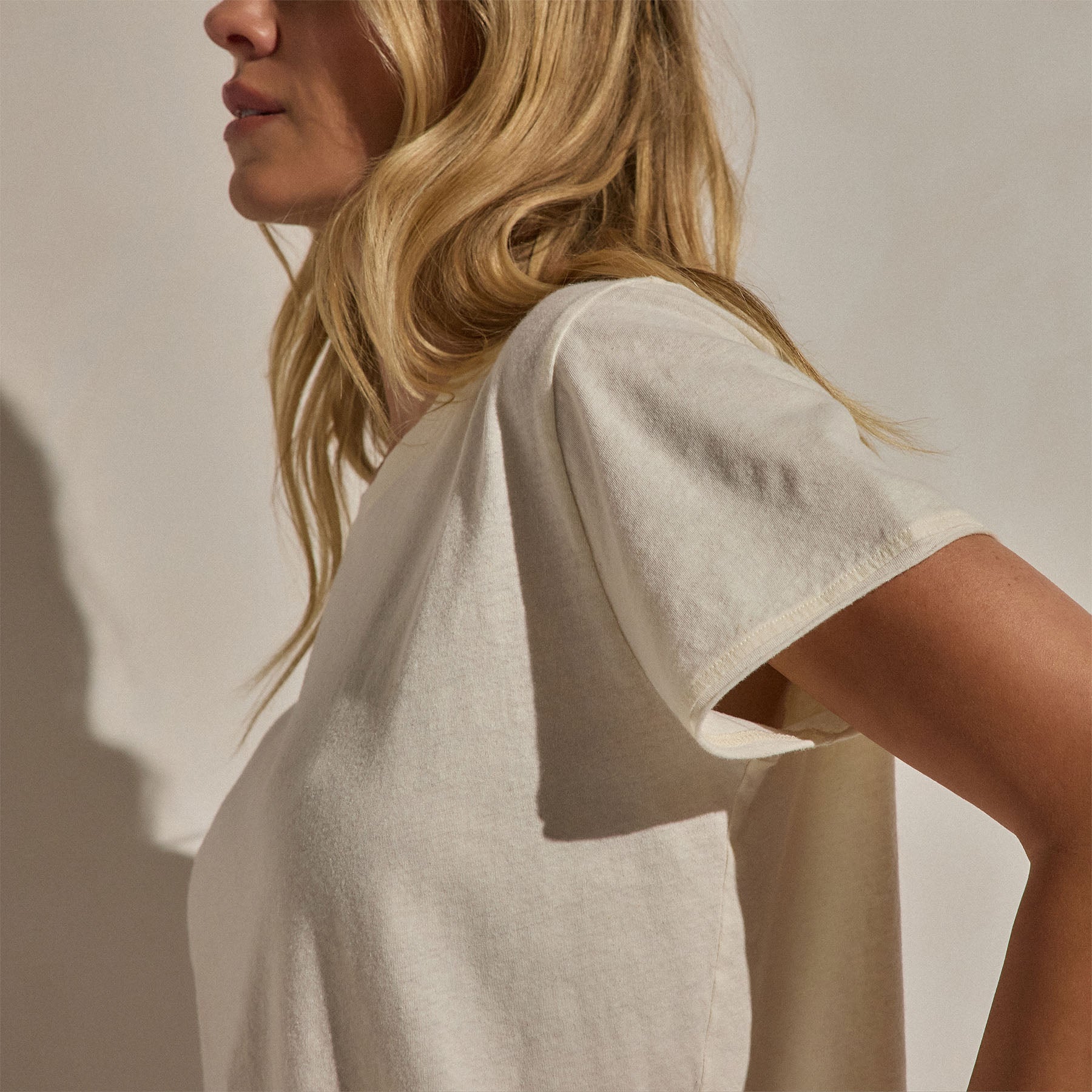 Cotton Linen Lounge Tee - Ecru