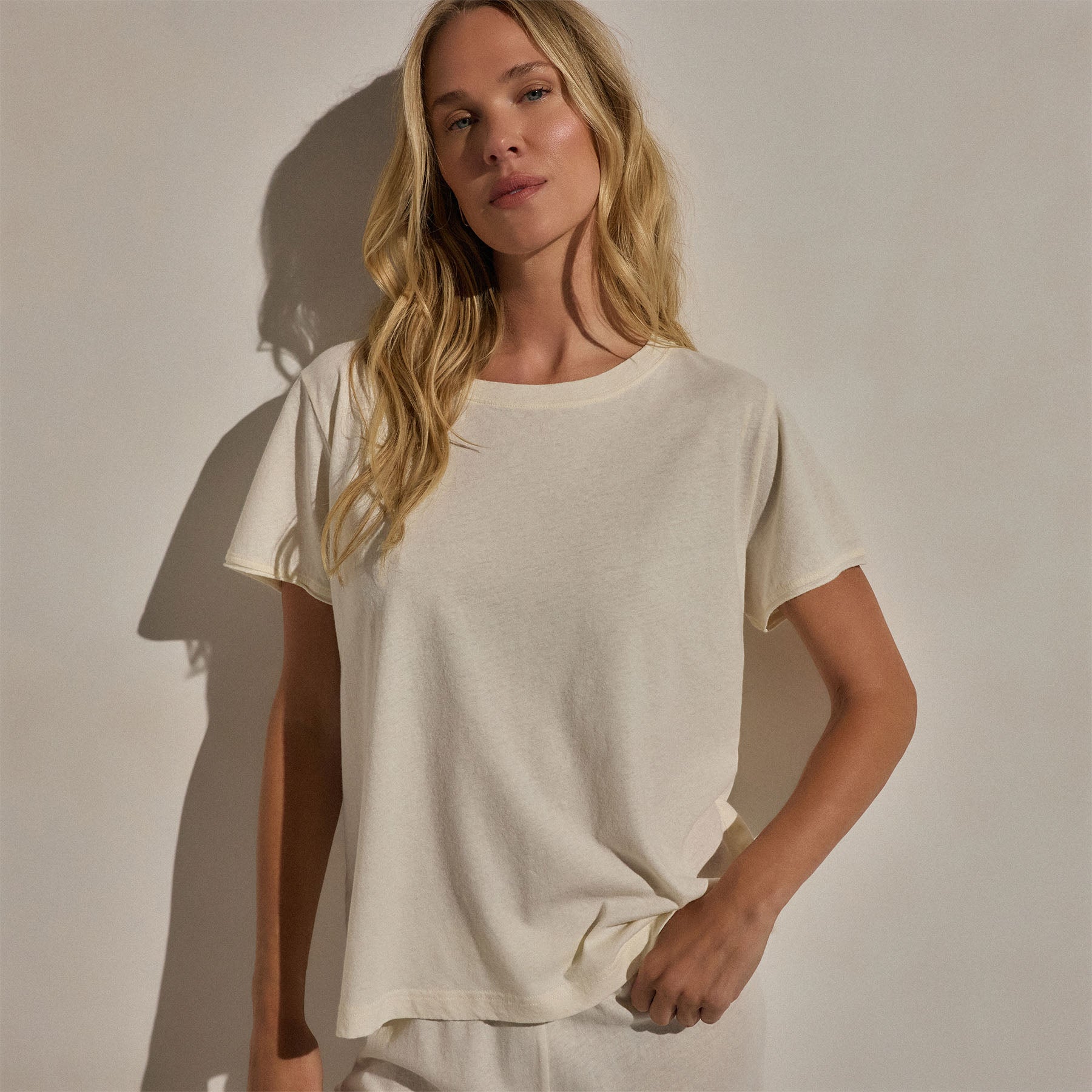 Cotton Linen Lounge Tee - Ecru