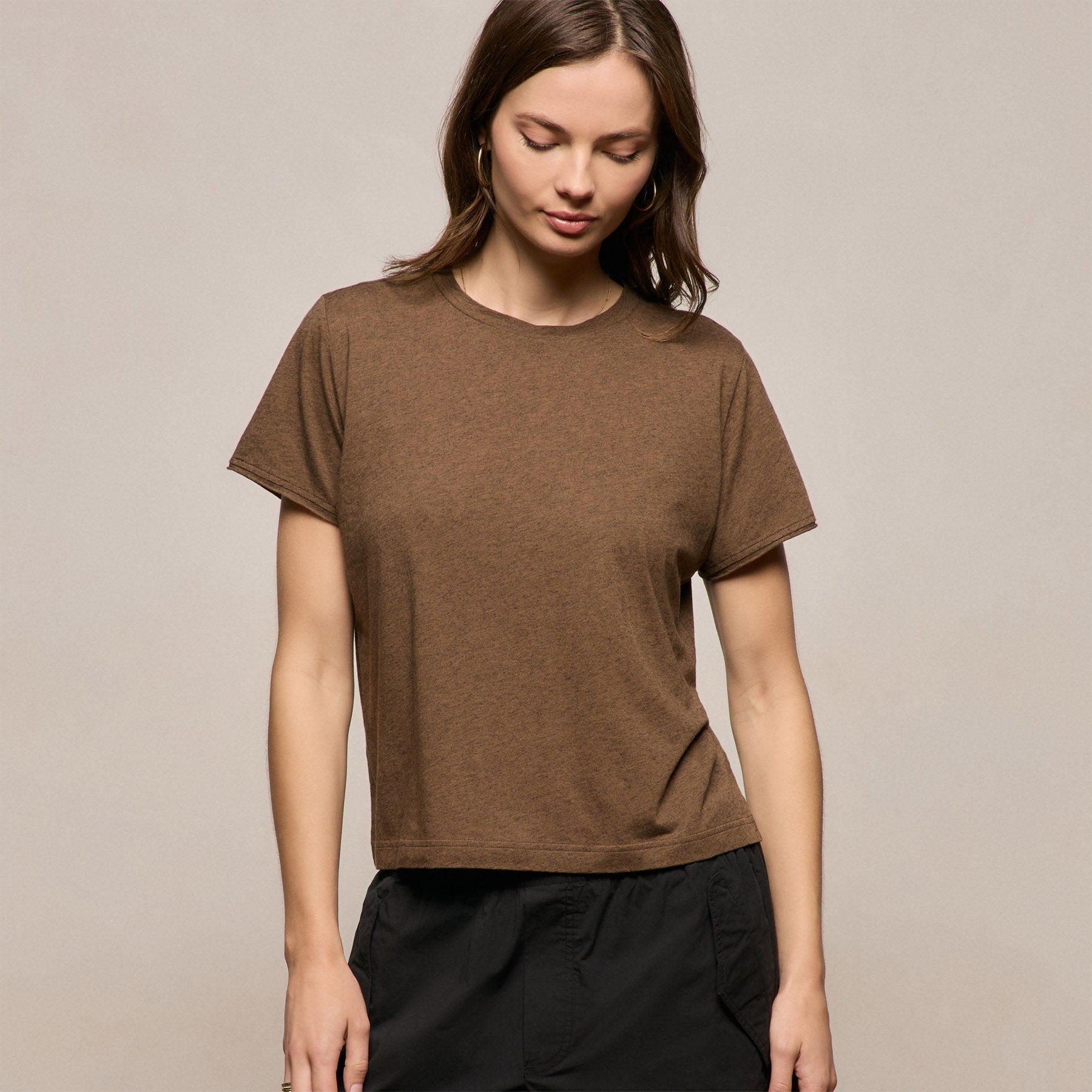 Cotton Cashmere Tee - Brown