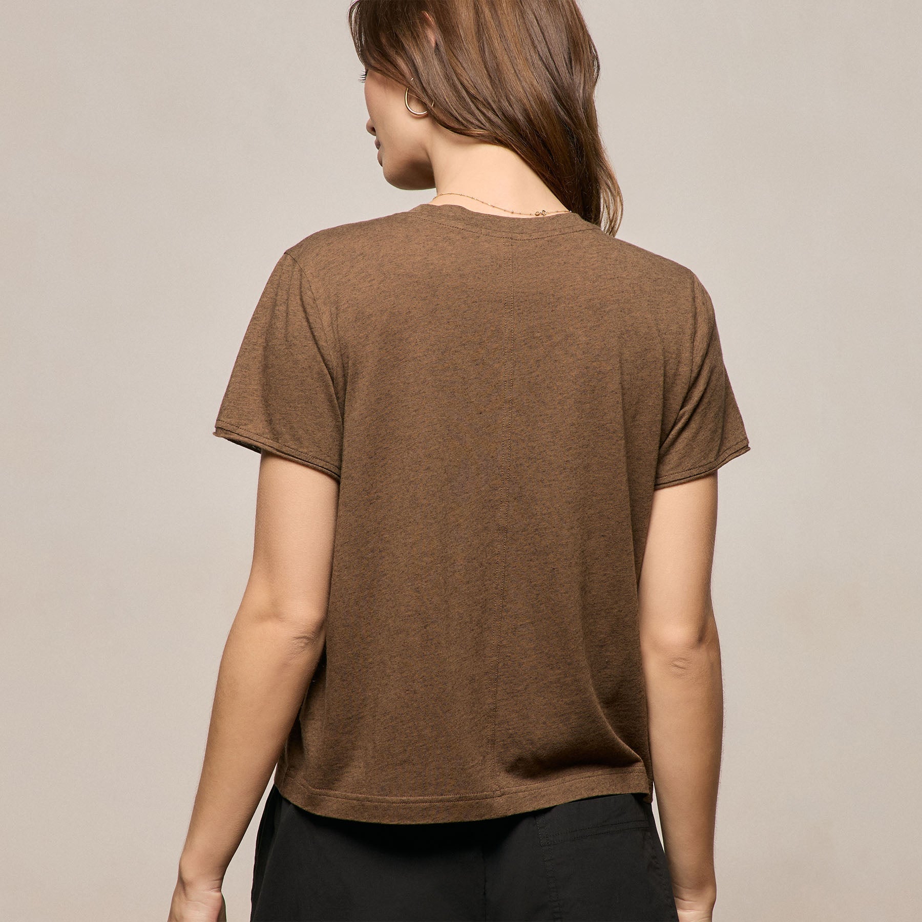 Cotton Cashmere Tee - Brown