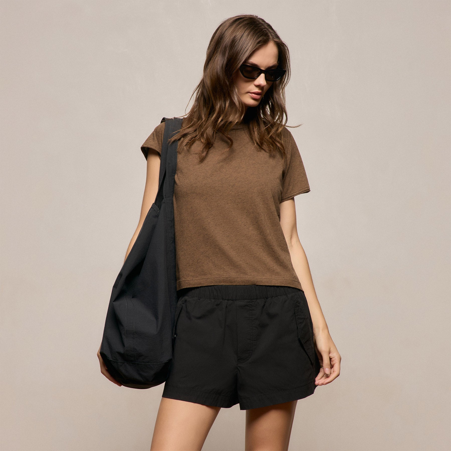 Cotton Cashmere Tee - Brown