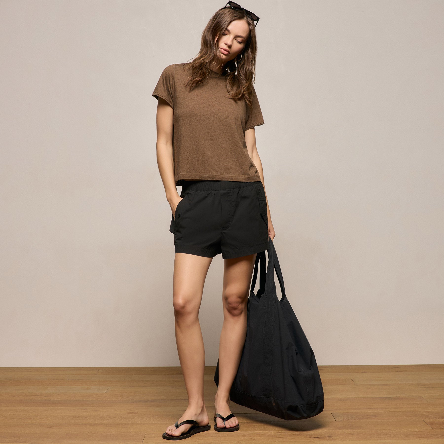 Cotton Cashmere Tee - Brown