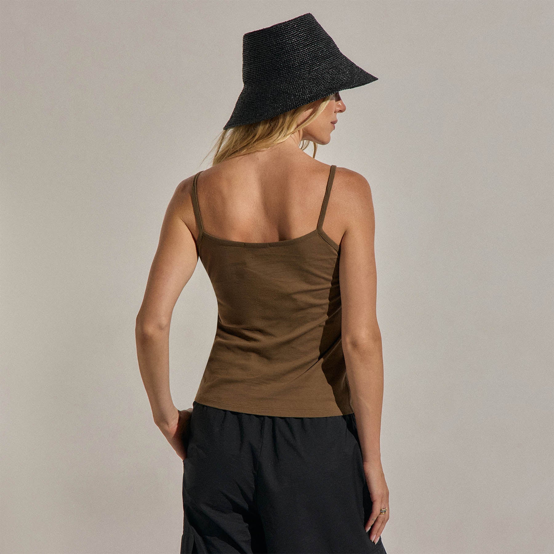 Wide Neck Tank Top - Cocoa