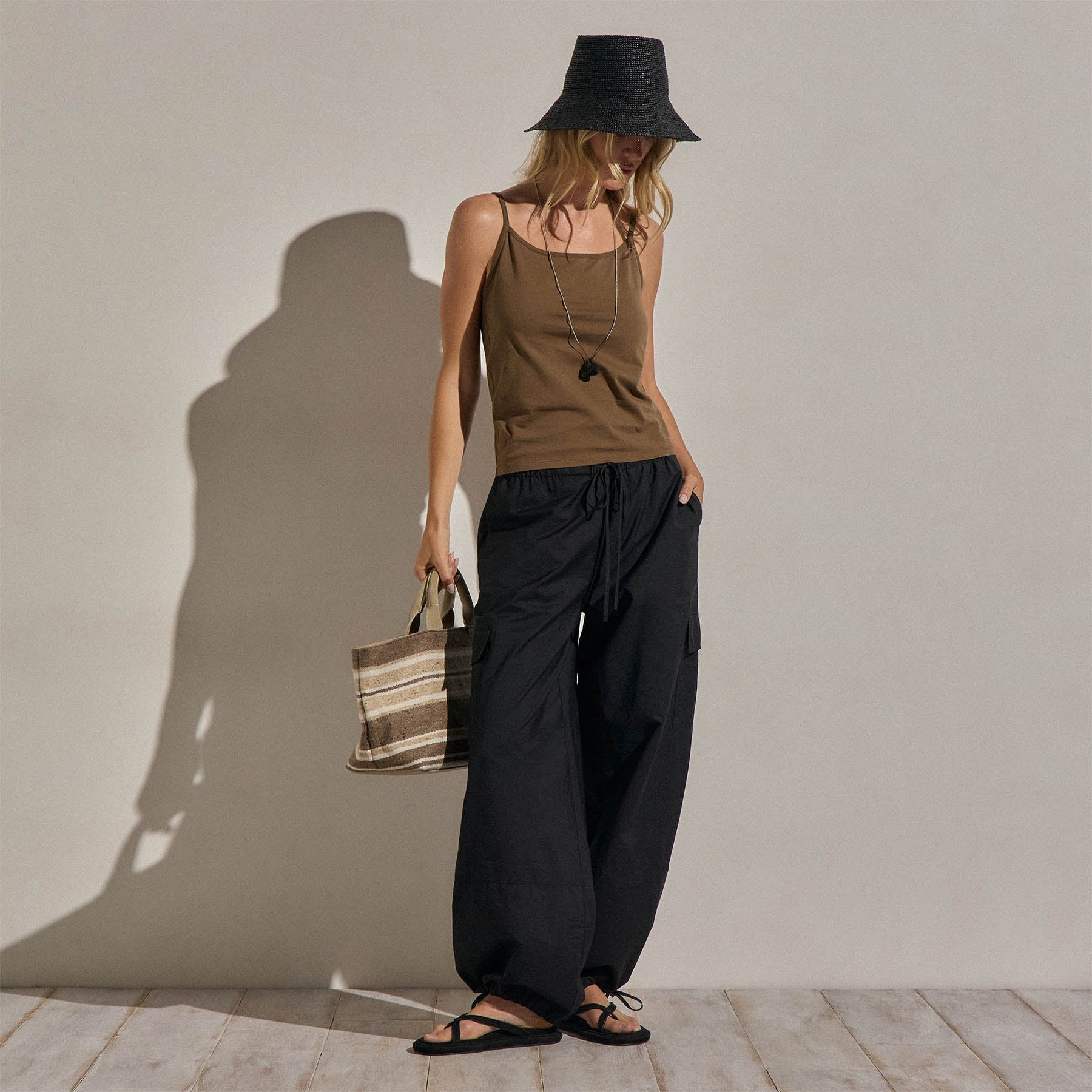 Wide Neck Tank Top - Cocoa